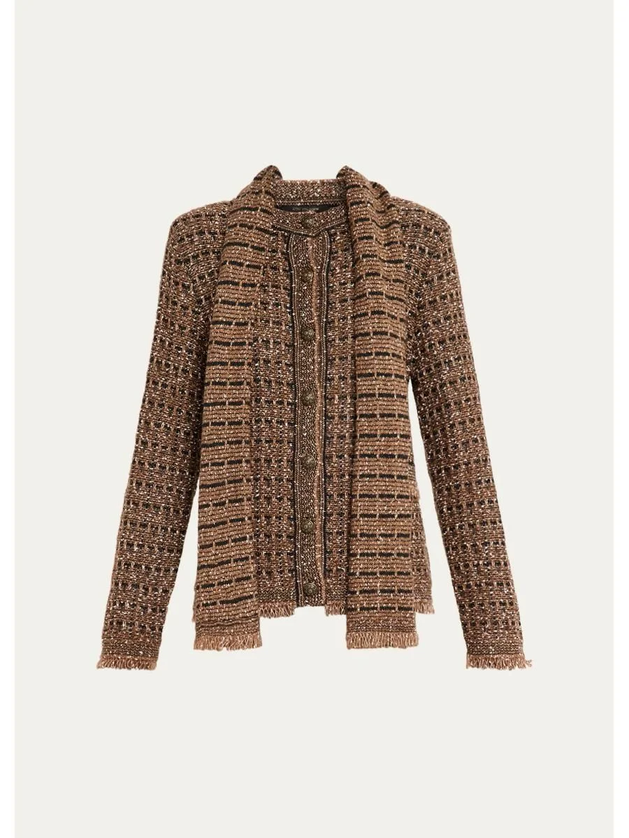 Faye Fringed Metallic Knit Sweater - 1