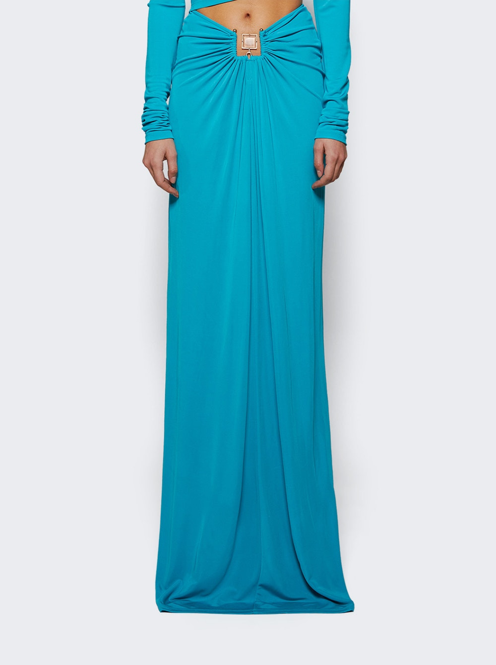 Bezel Quartz Ruched Skirt Teal - 2