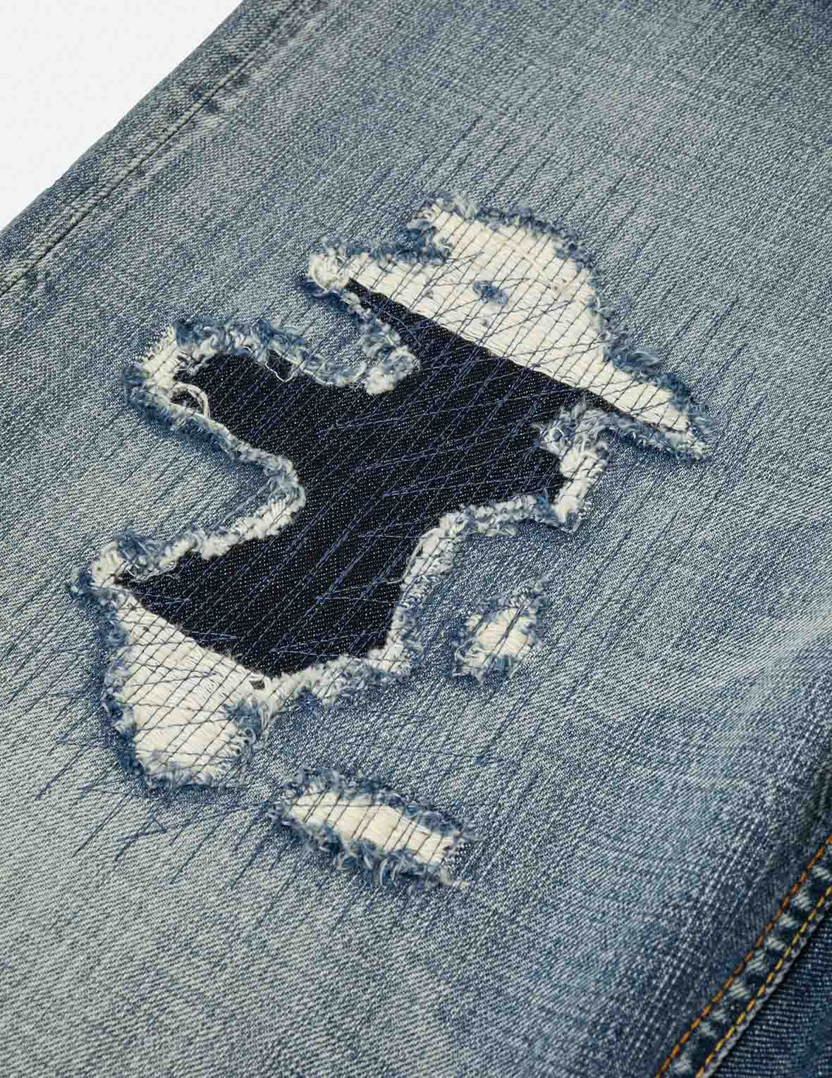 Washed Distressed Daicock Relax Straight Fit Jeans #2030 - 5