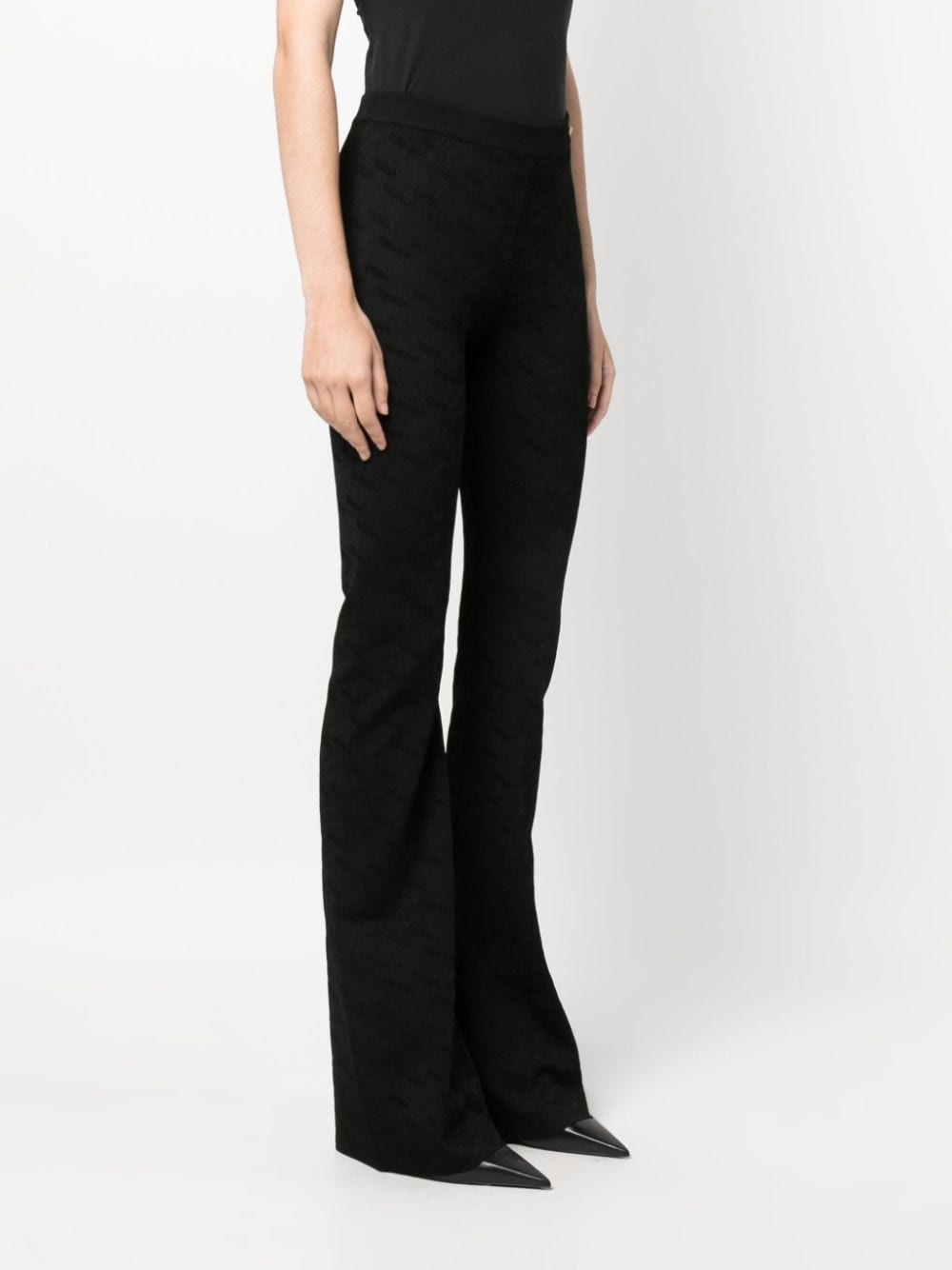 Greca-knit flared trousers - 3