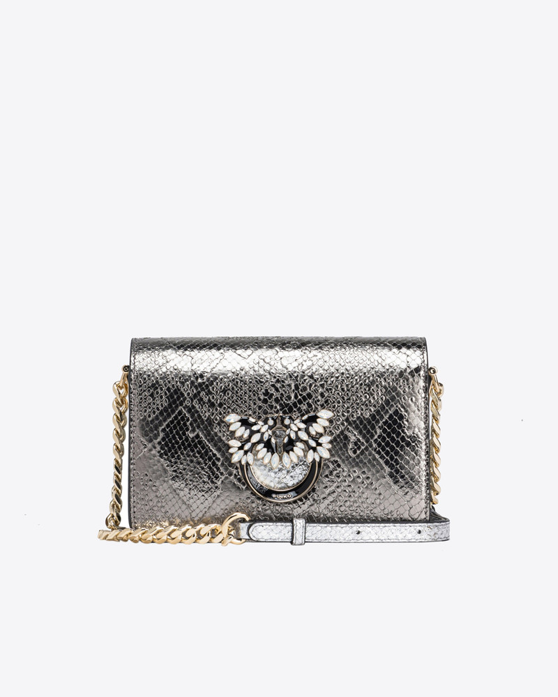 PINKO GALLERIA MINI LOVE BAG CLICK IN PUNCHED REPTILE SKIN 1