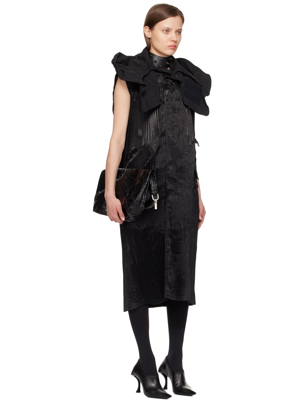 Black Hooded Midi Dress - 2