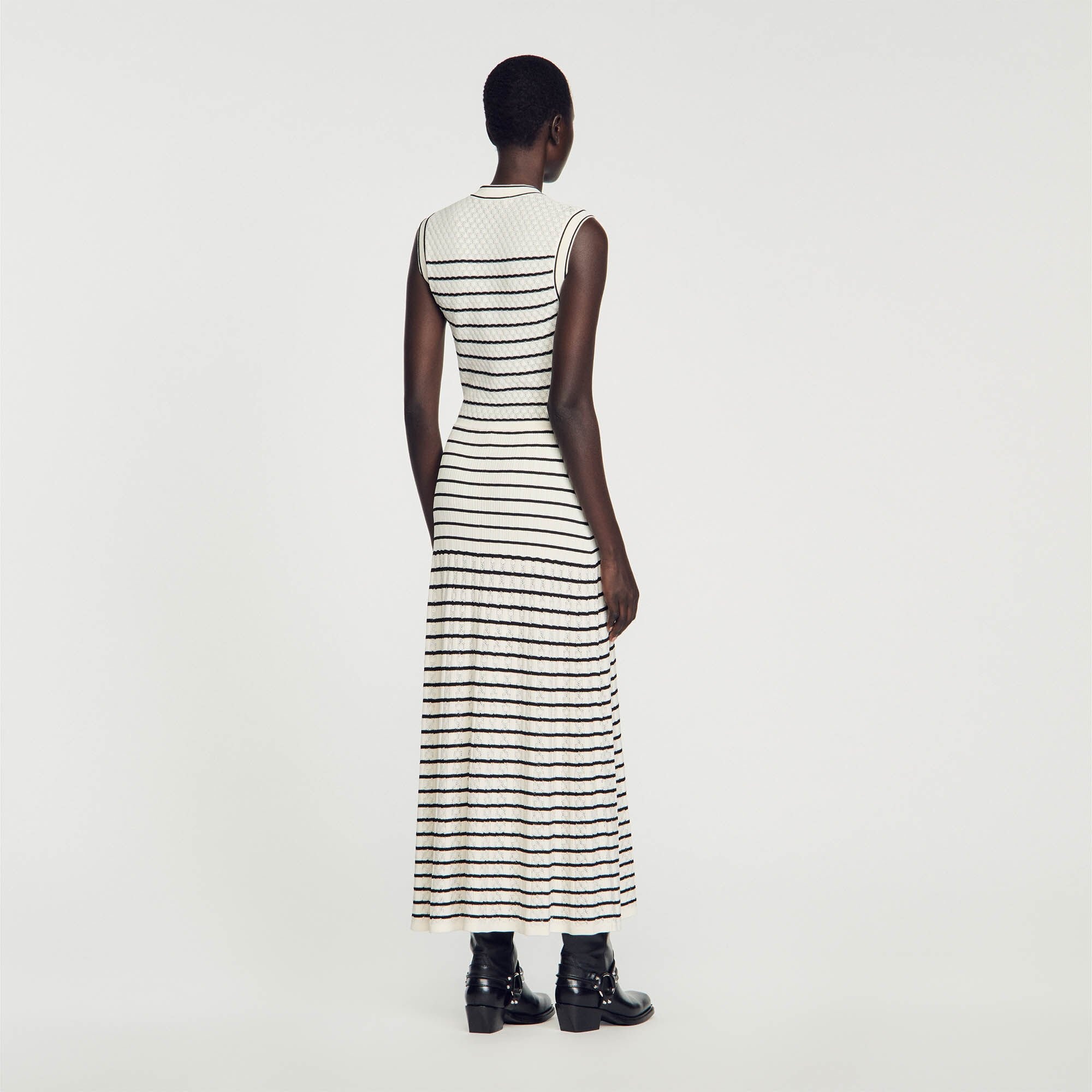 STRIPED KNIT MIDI DRESS - 6