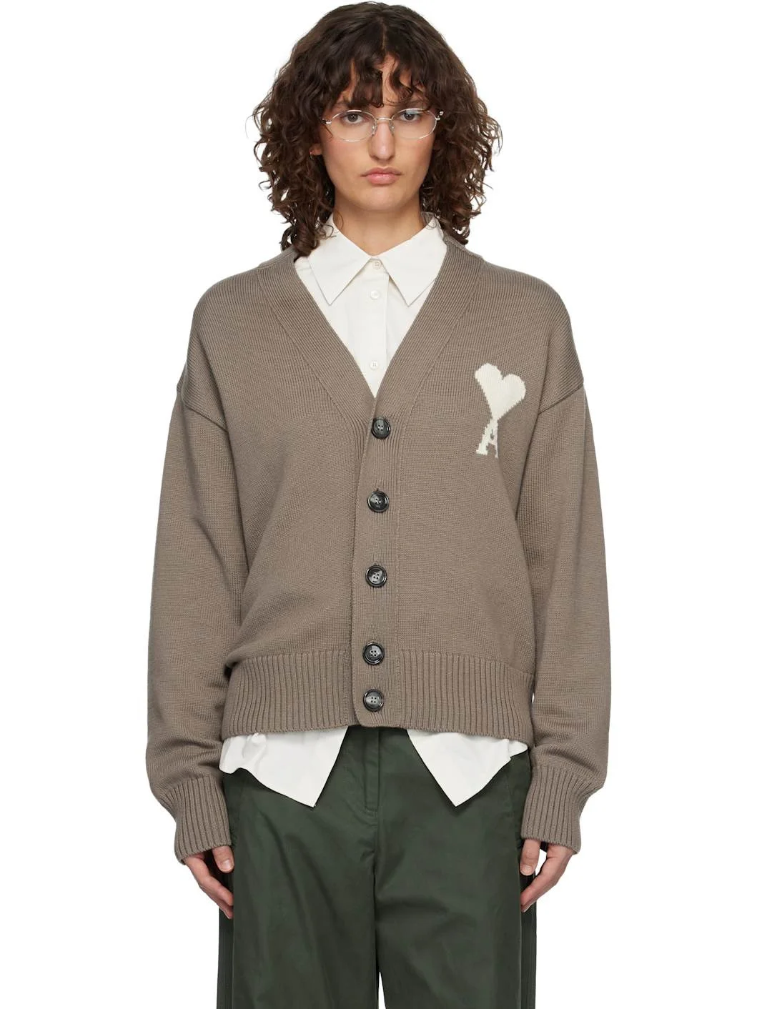 Taupe Wool Ami de Coeur Cardigan - 1