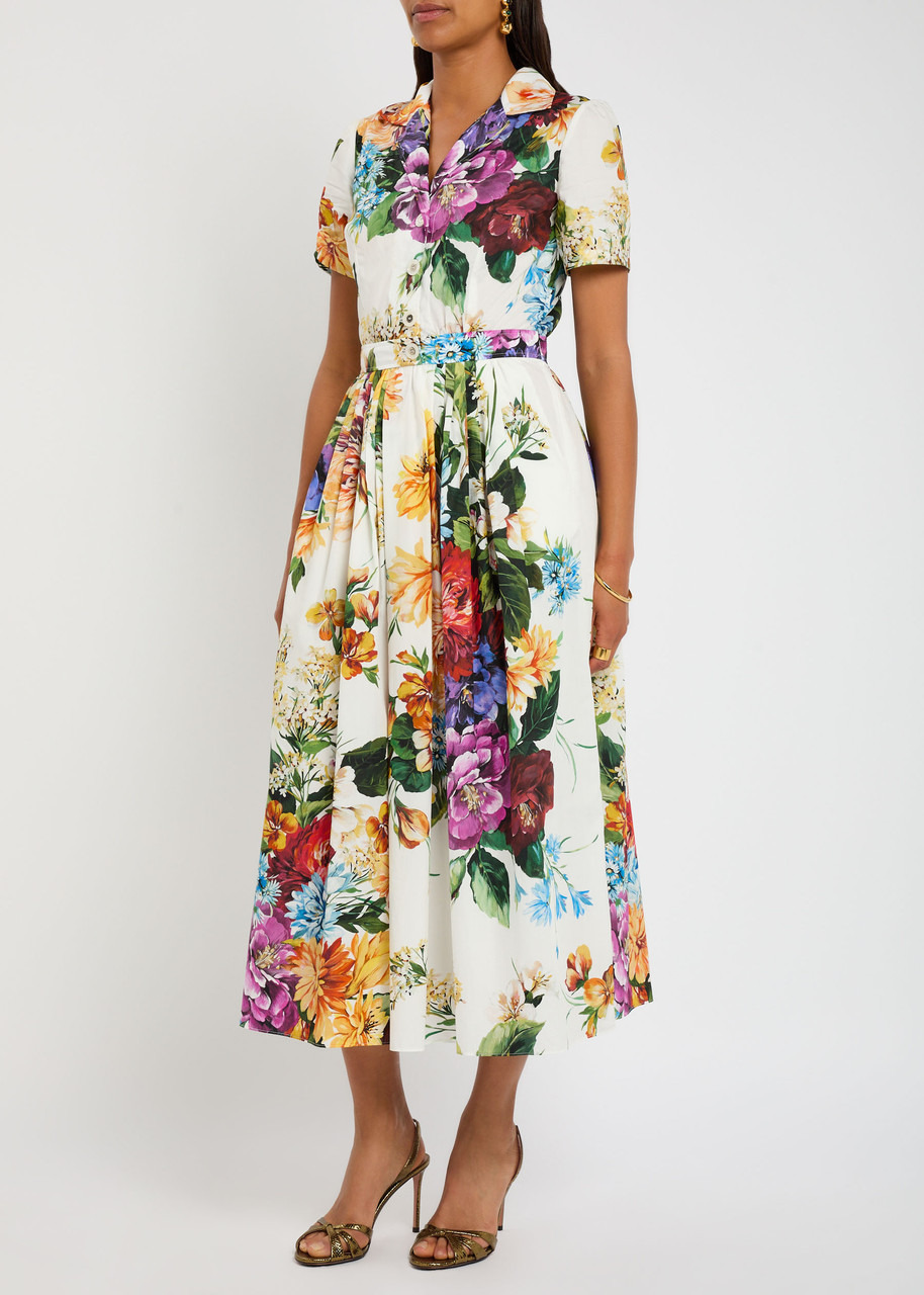 Dolce & Gabbana Floral-print Cotton Midi Shirt Dress - 2