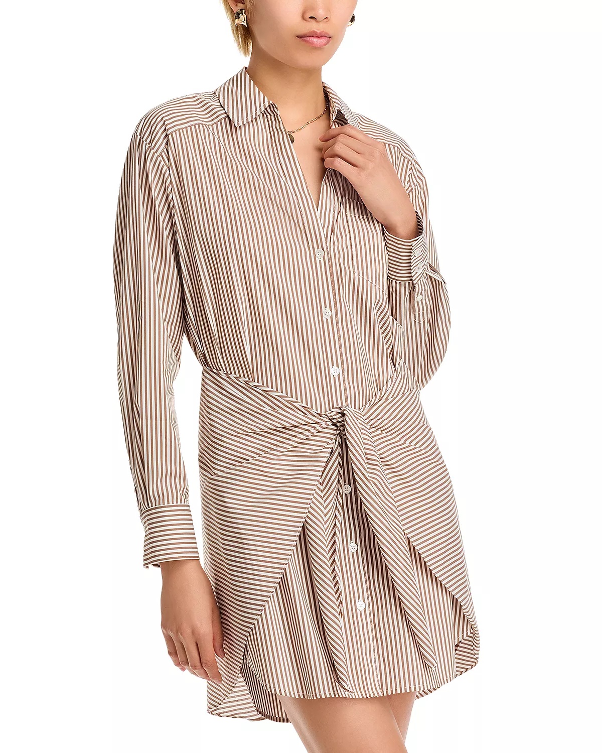 Roanoke Striped Tie Waist Shirt Dress - 1