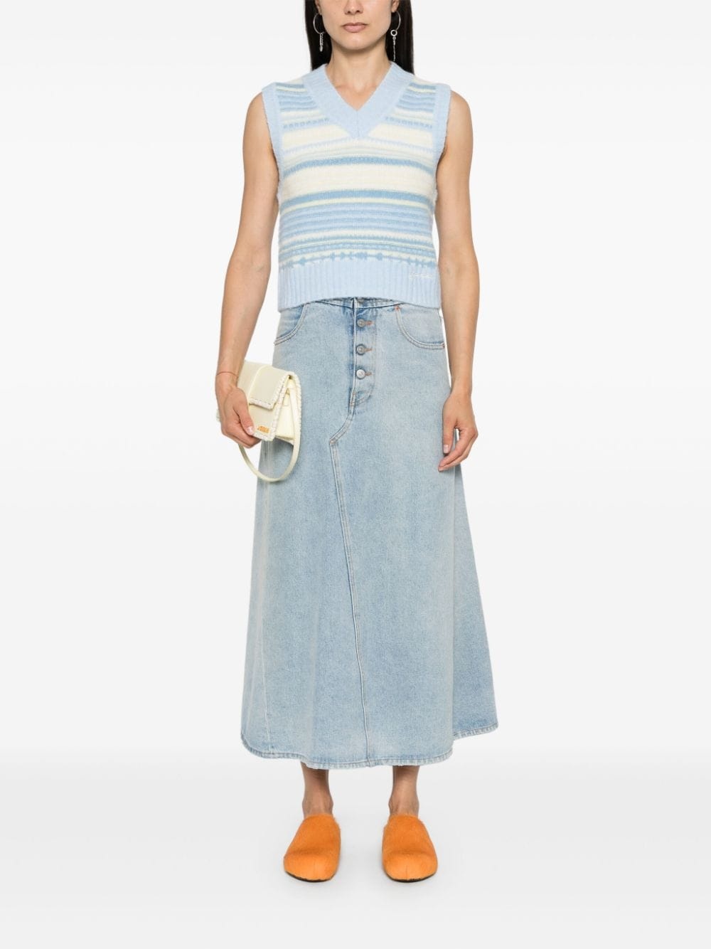 stripped sleeveless knitted top - 2