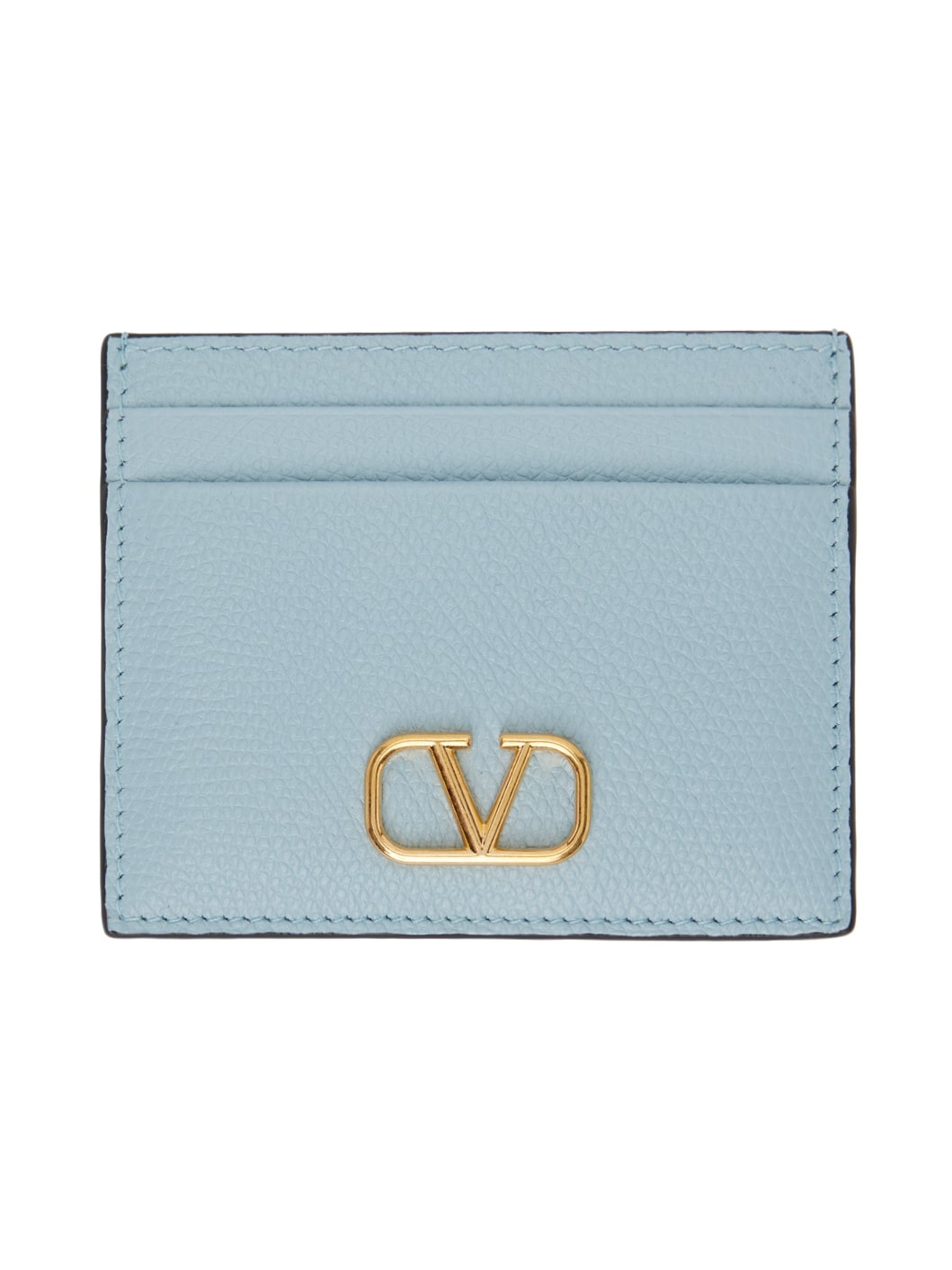 Blue VLogo Signature Grainy Calfskin Card Holder - 1