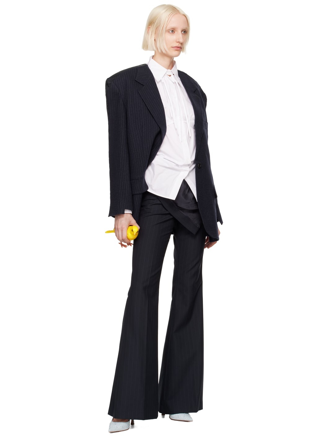 Navy Raw Edge Single Blazer - 4
