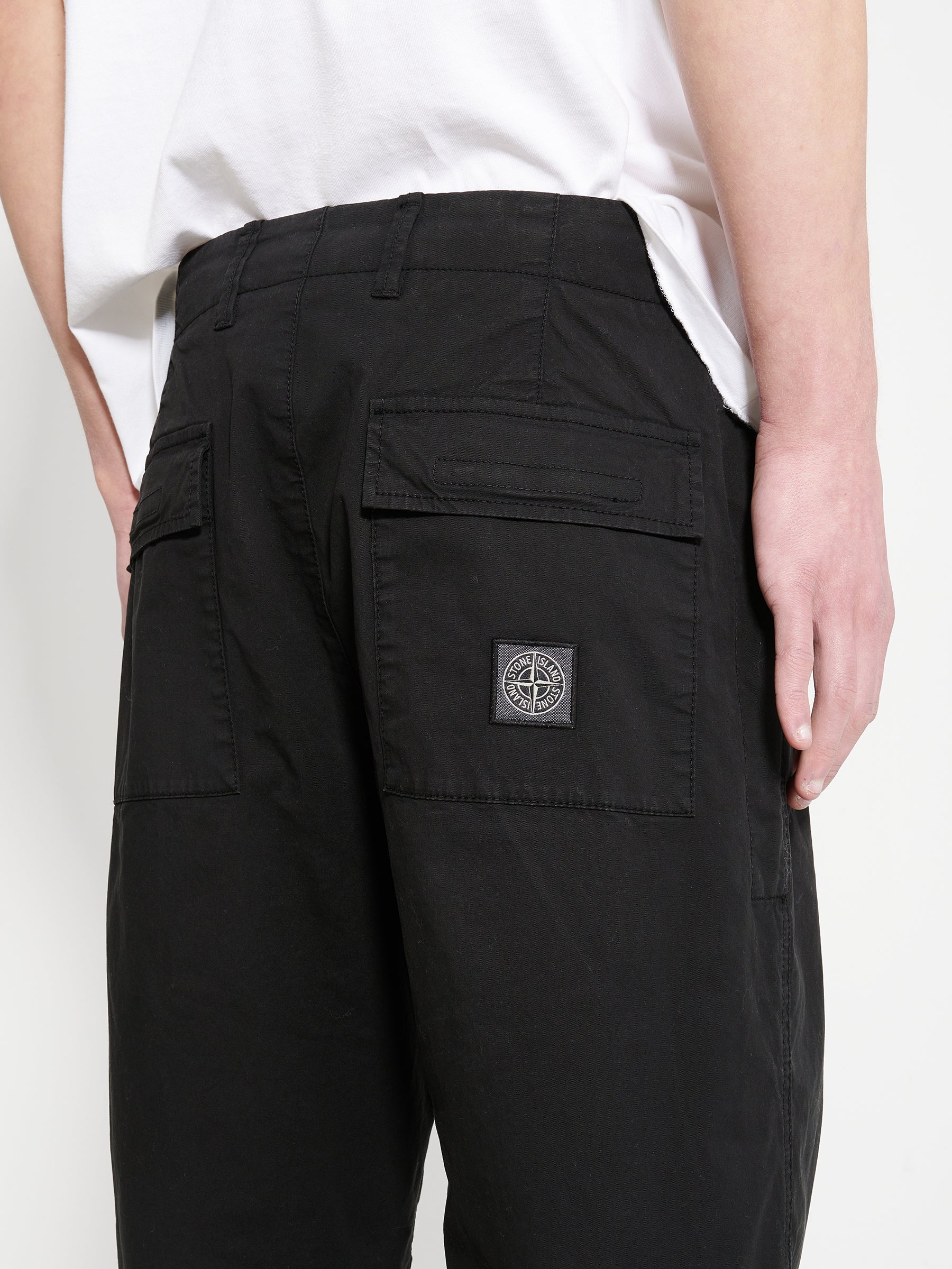 STONE ISLAND SUPIMA COTTON TWILL STRETCH-TC PANTS BLACK - 6