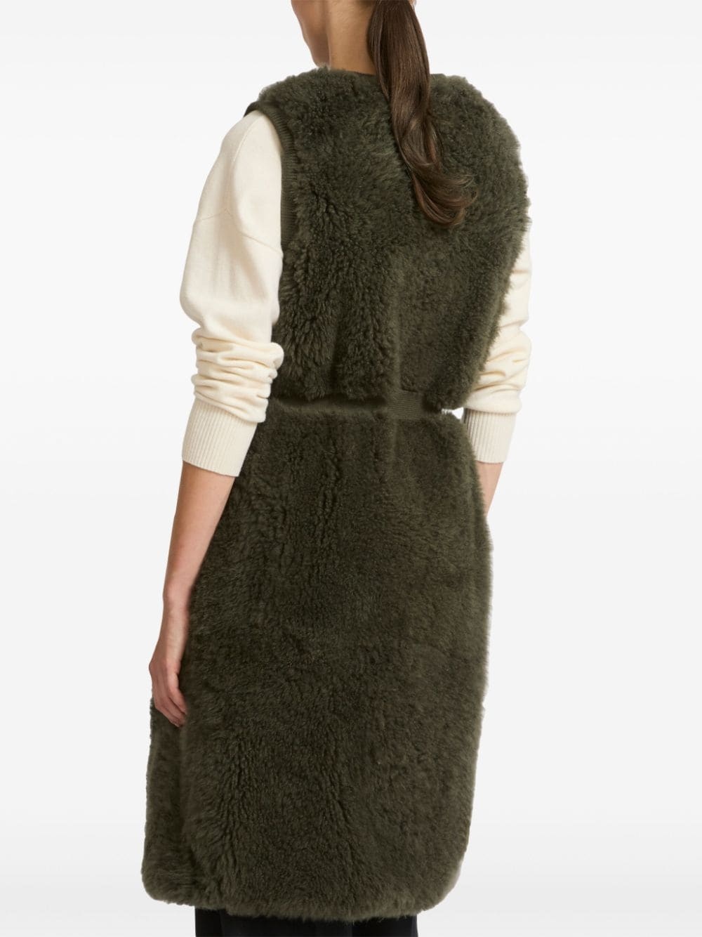belted shearling gilet - 3