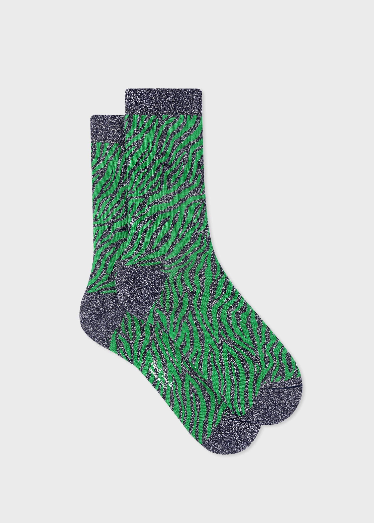 Women's Blue Glitter Zebra Socks - 1