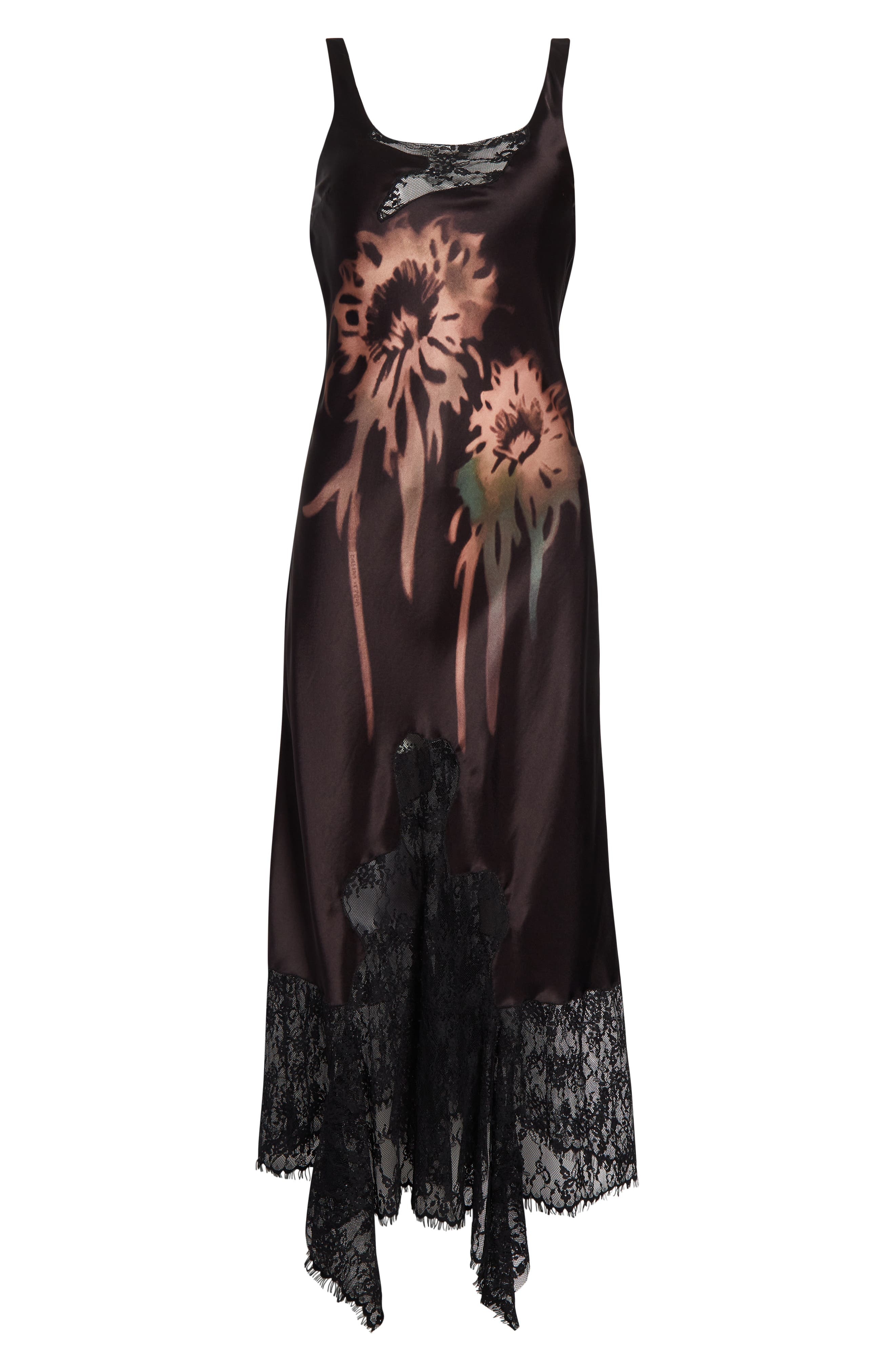 Collina Strada Stone Flower Drip Anemone Satin & Lace Tank Dress in Earth Faded Flower at Nordstrom - 5