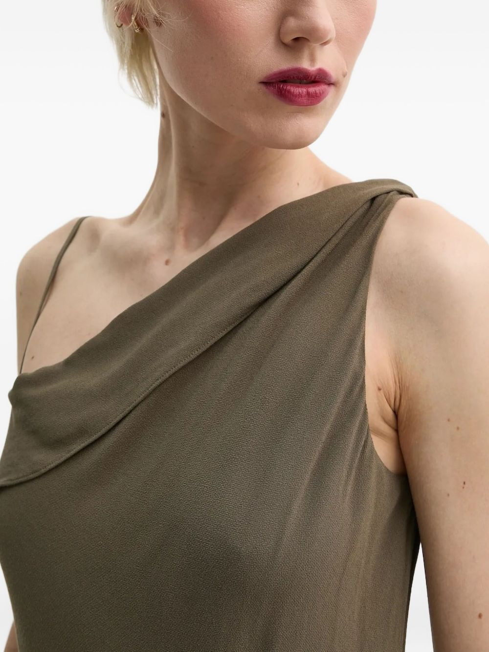asymmetric ruffle midi dress - 4