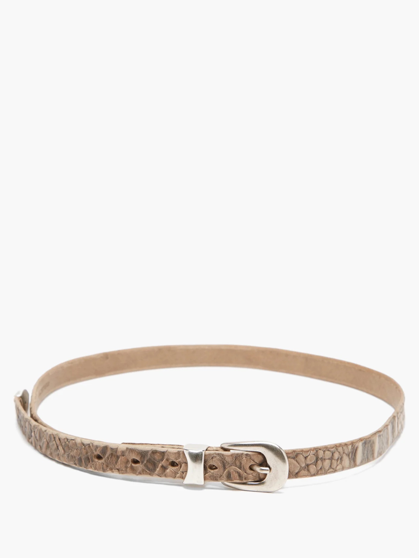 Crocodile-effect leather belt - 4