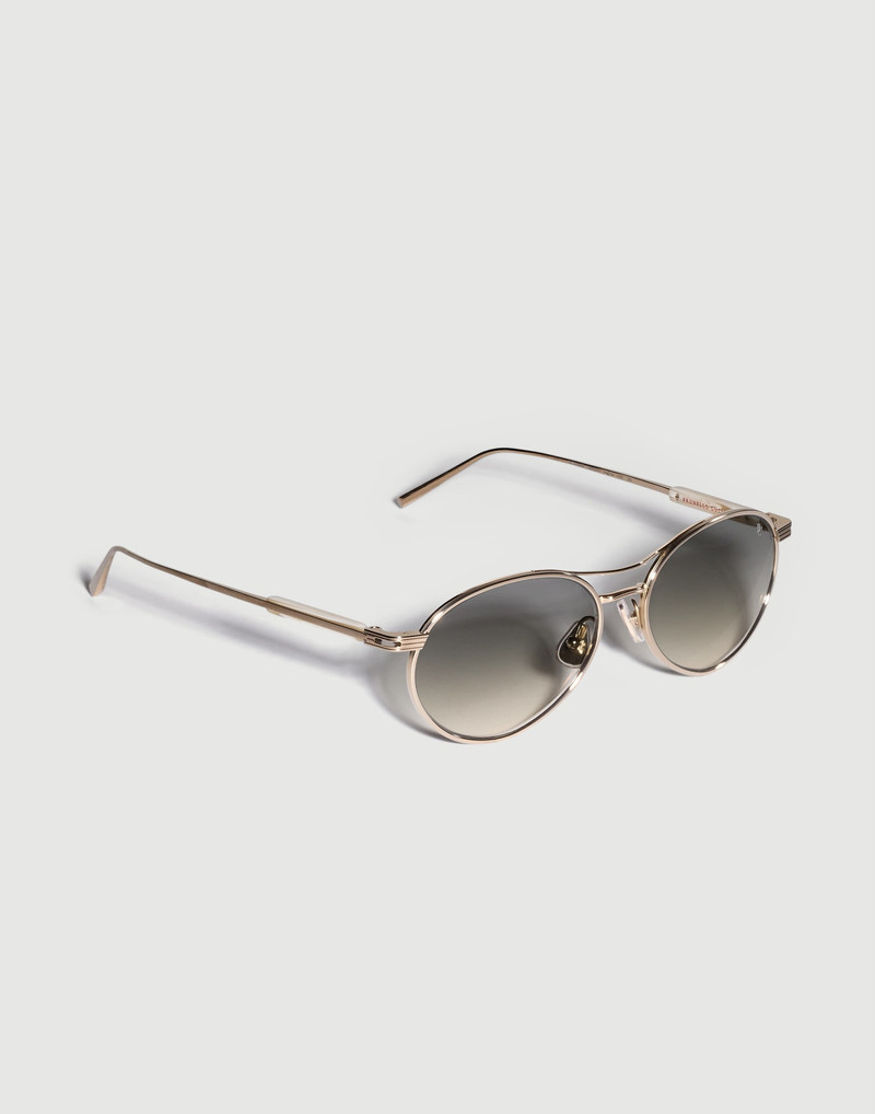 Brunello Cucinelli Oval titanium sunglasses outlook