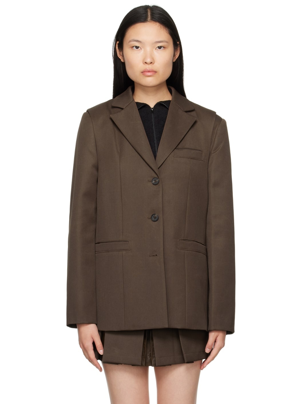 Brown Convertible Blazer & Vest Set - 1