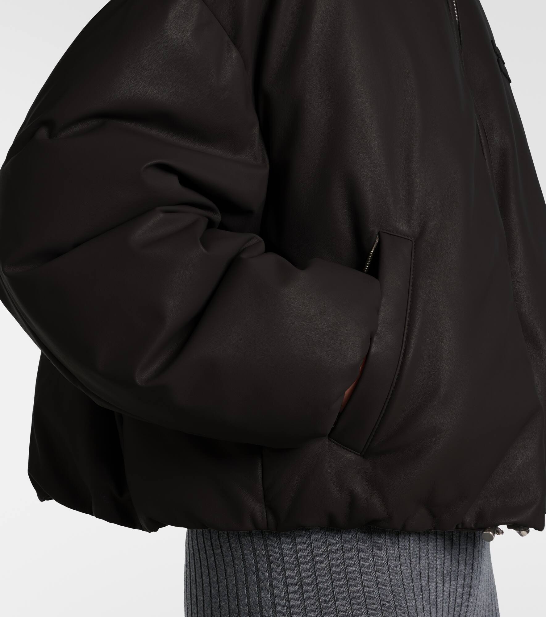 Logo leather puffer jacket - 5