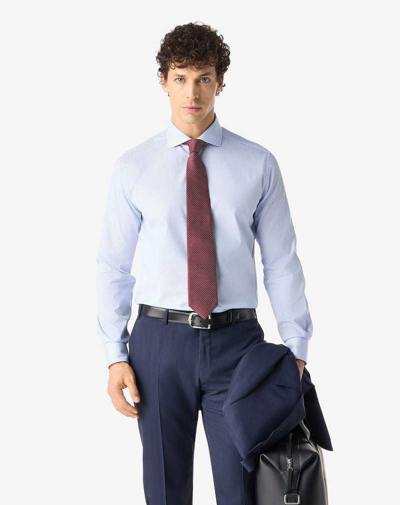 CORNELIANI Light blue royal Oxford cotton shirt outlook