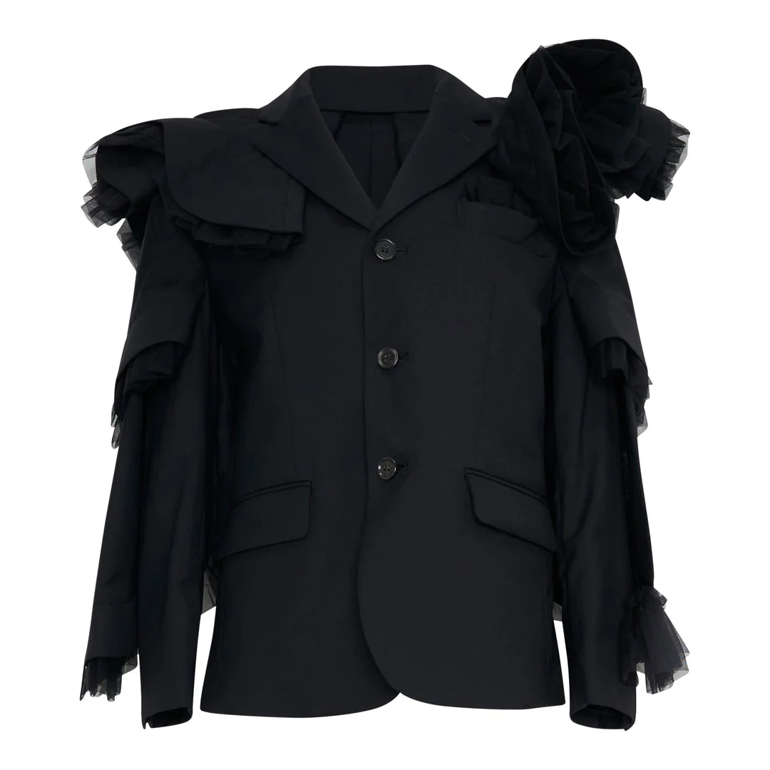 Tulle Ruffle Tailored Blazer - 1