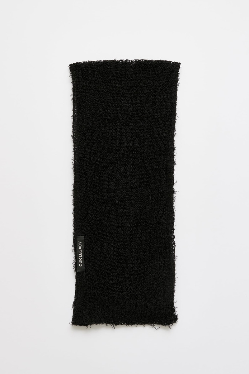 Our Legacy Net Scarf Black Ragged Open Linen outlook