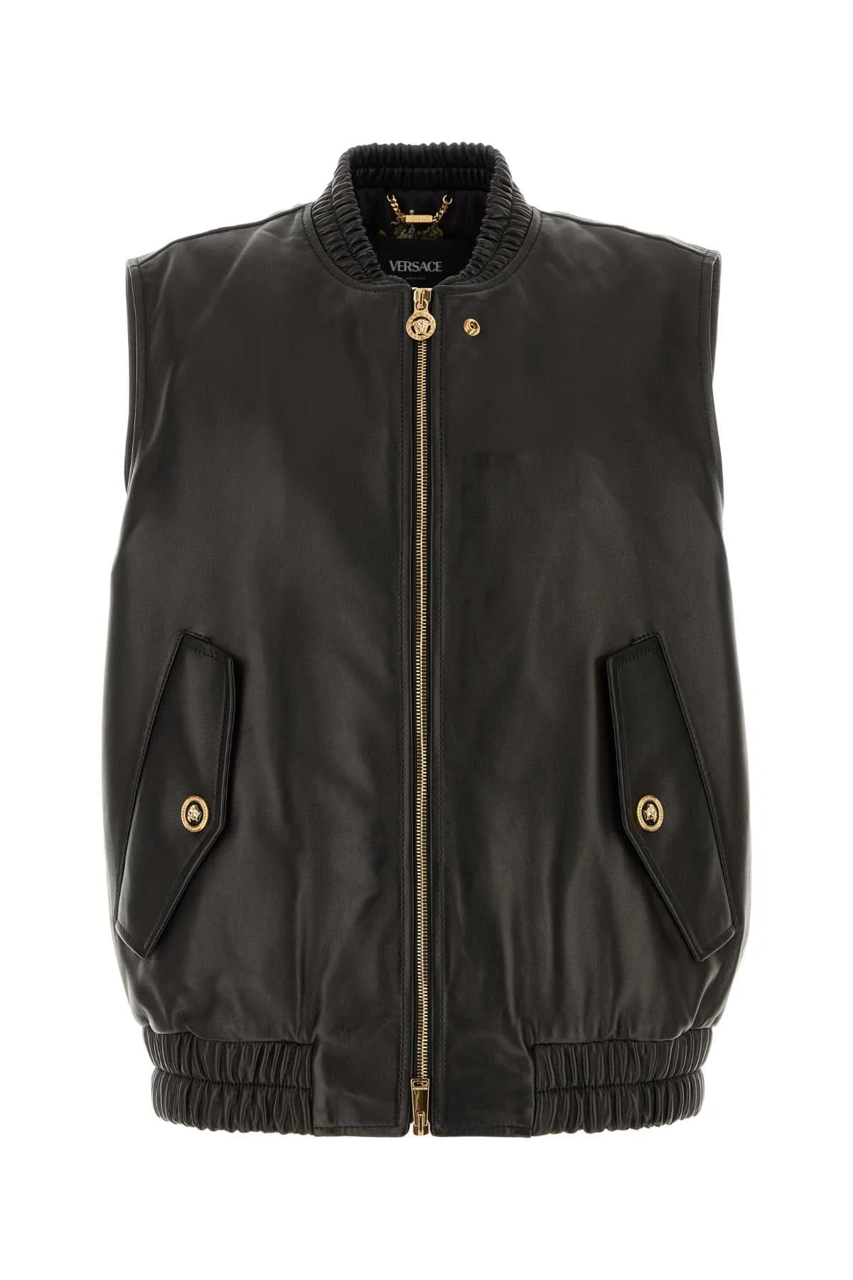 Versace Men Black Leather Jacket - 1