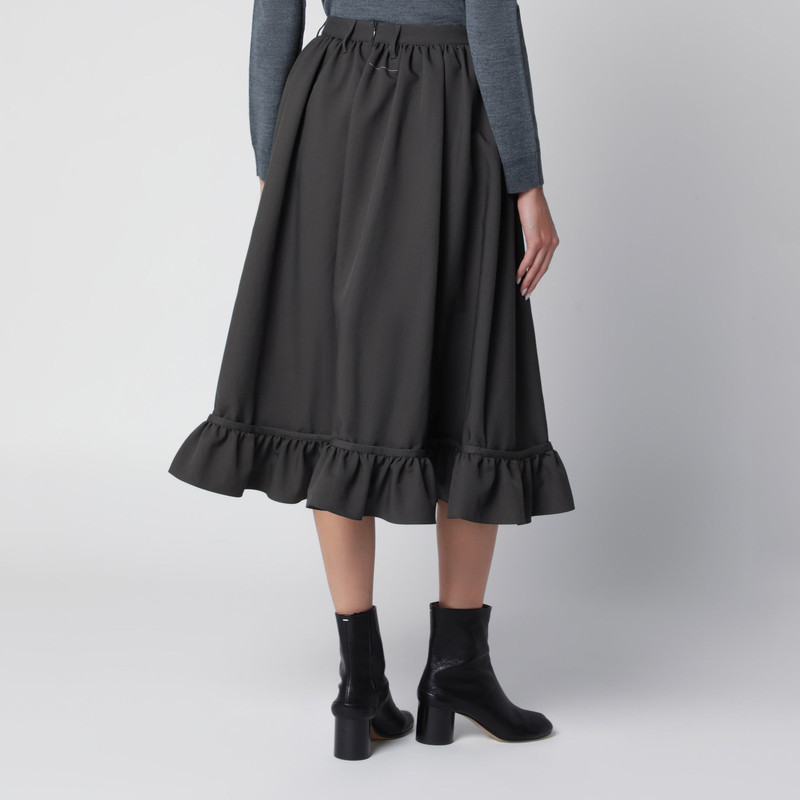 Grey midi skirt with ruffled flounce hem 4