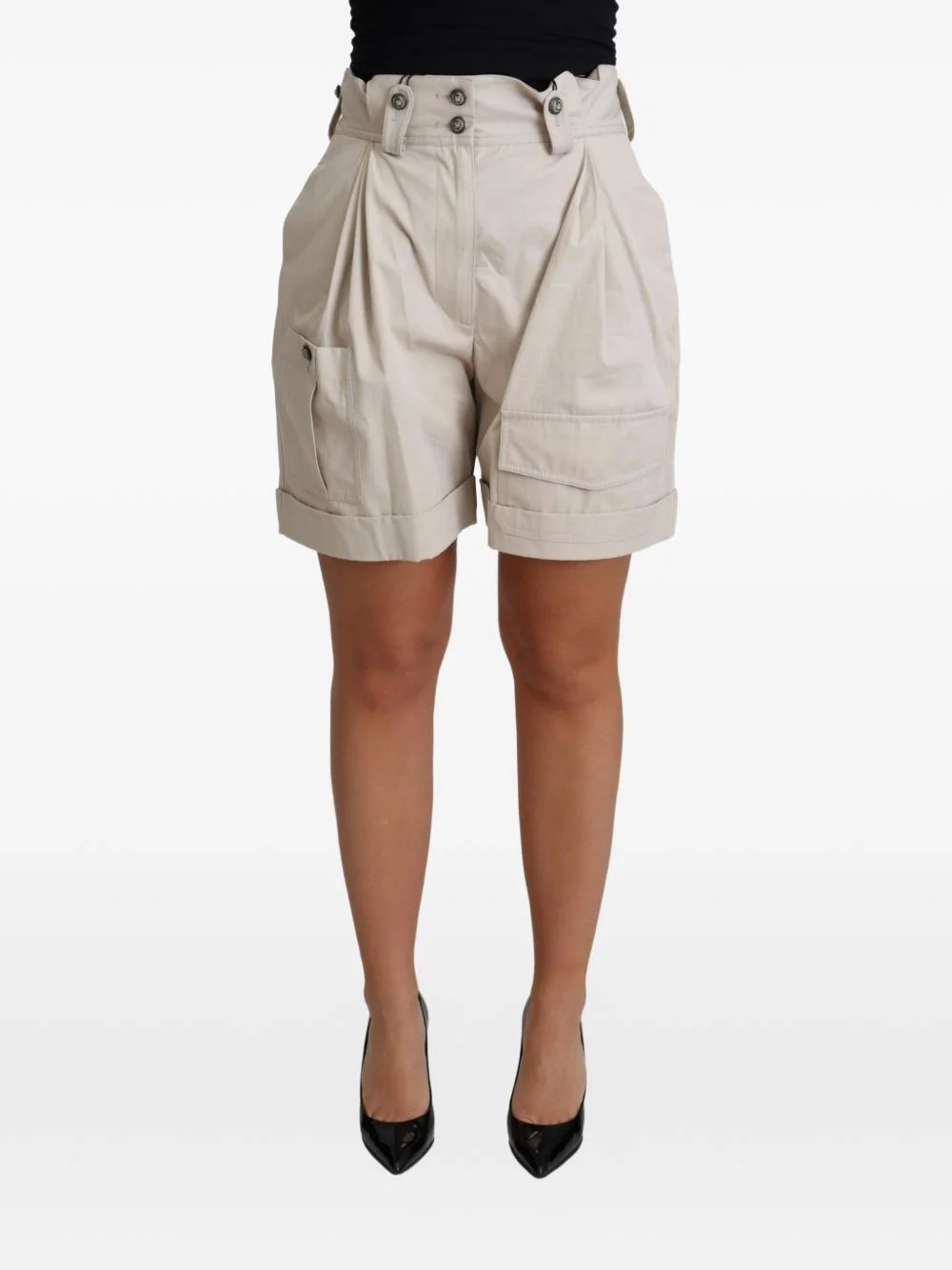 pleated high-waist shorts - 1