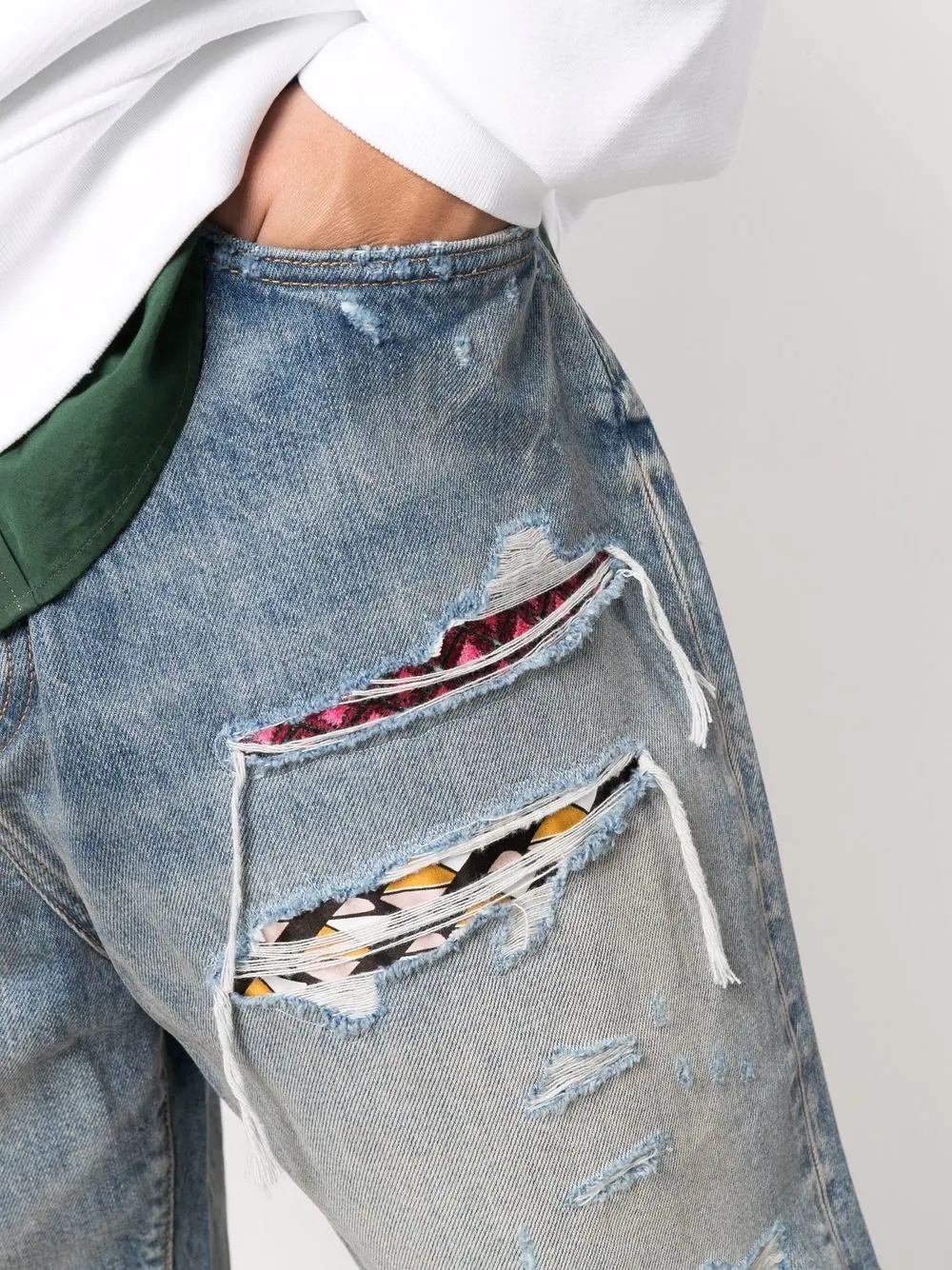 ripped-detail denim shorts - 5