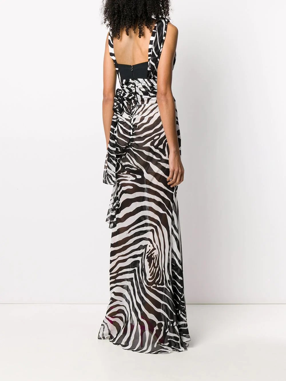 zebra-print asymmetric dress - 4