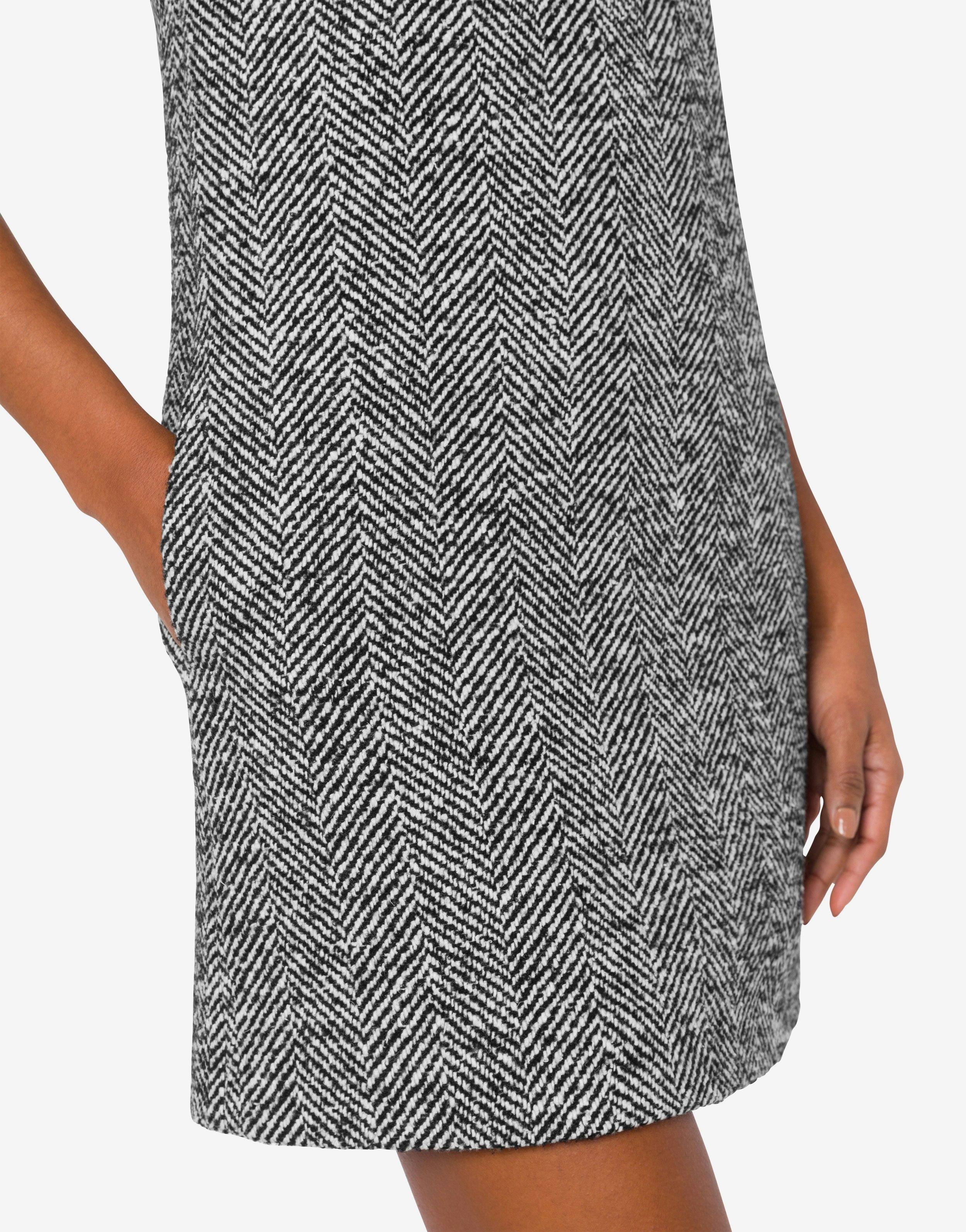 WOOL-BLEND HERRINGBONE DRESS - 4