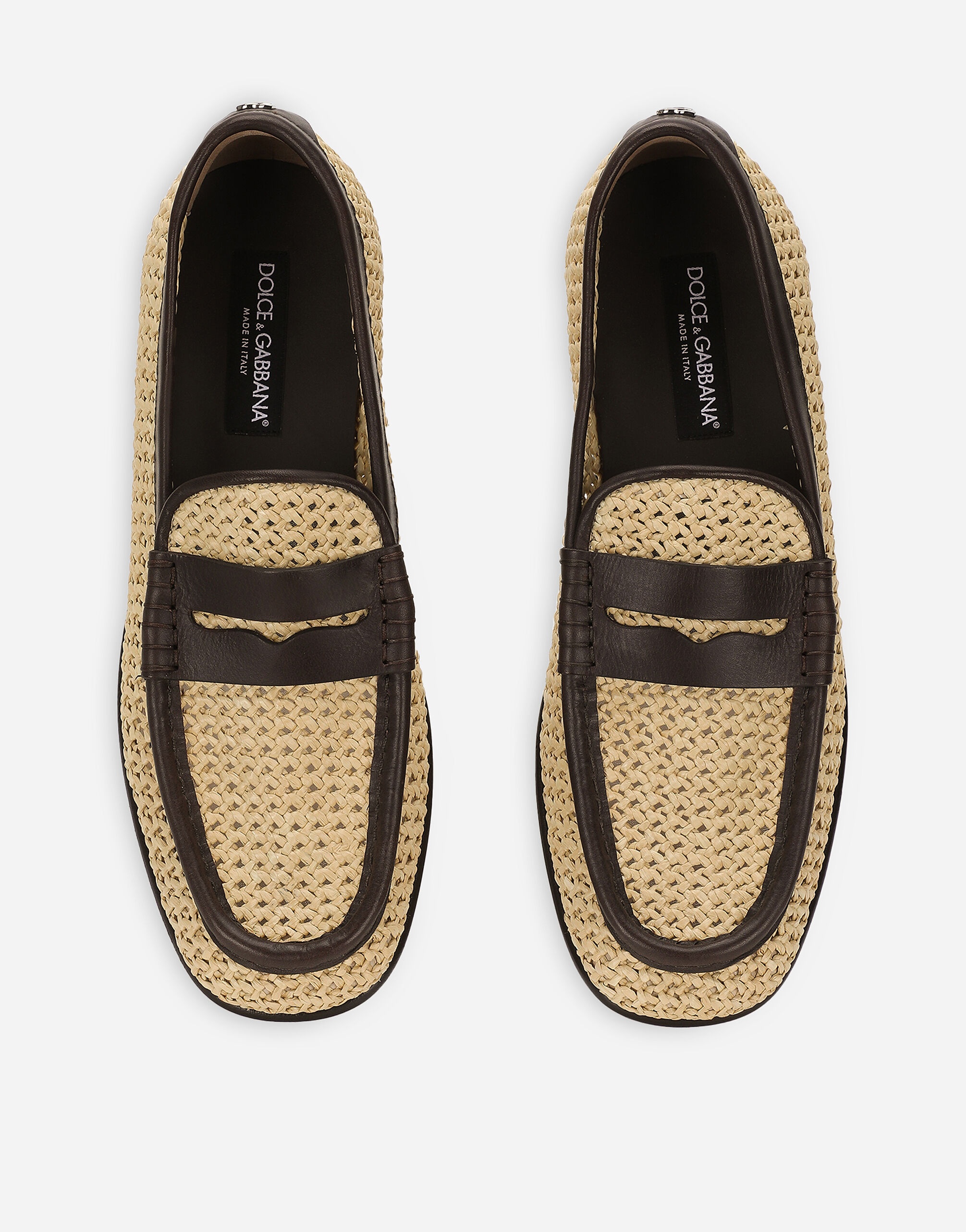 Woven raffia loafers - 4