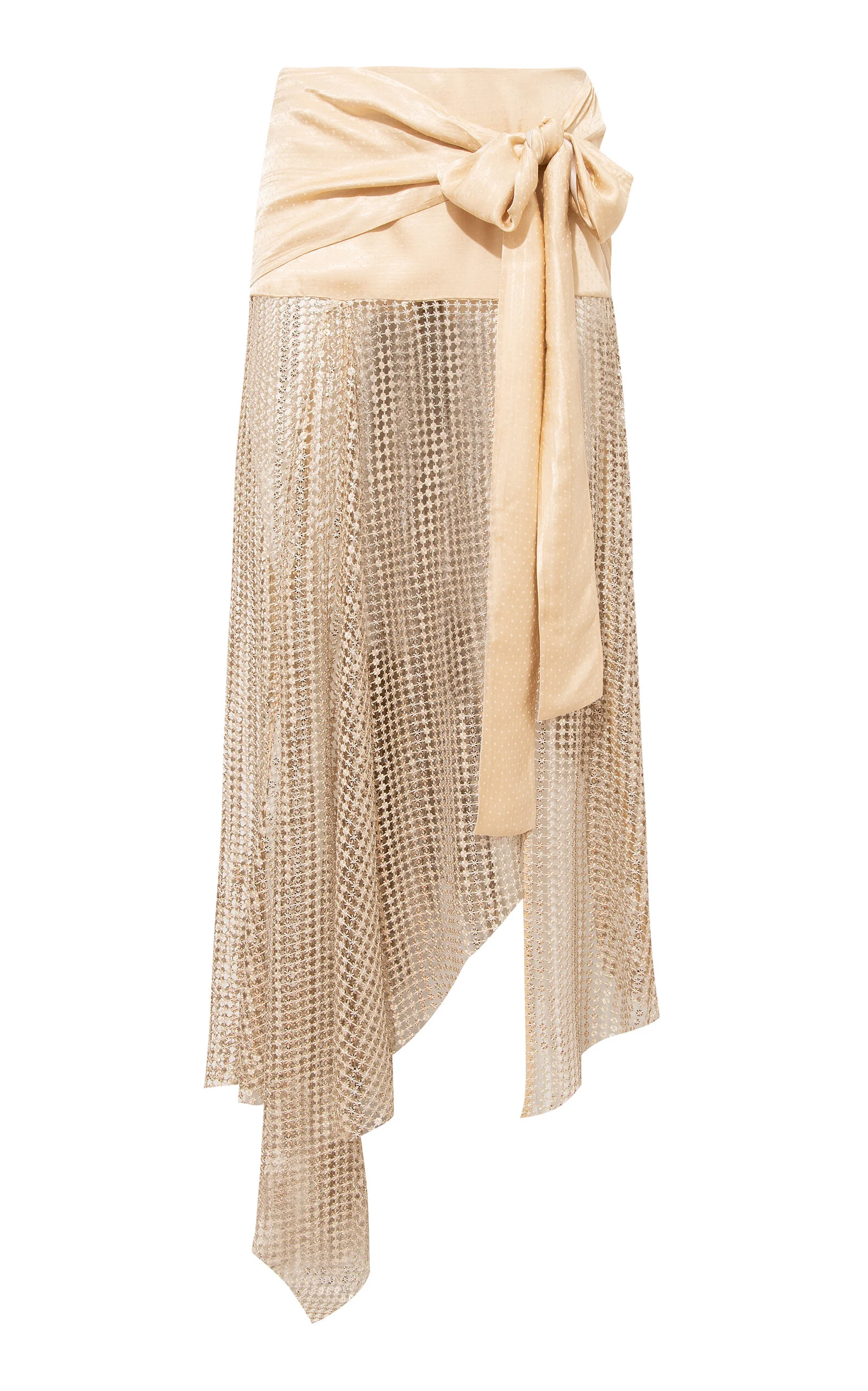 Lumier Tie-Front Sequined Midi Skirt nude - 1