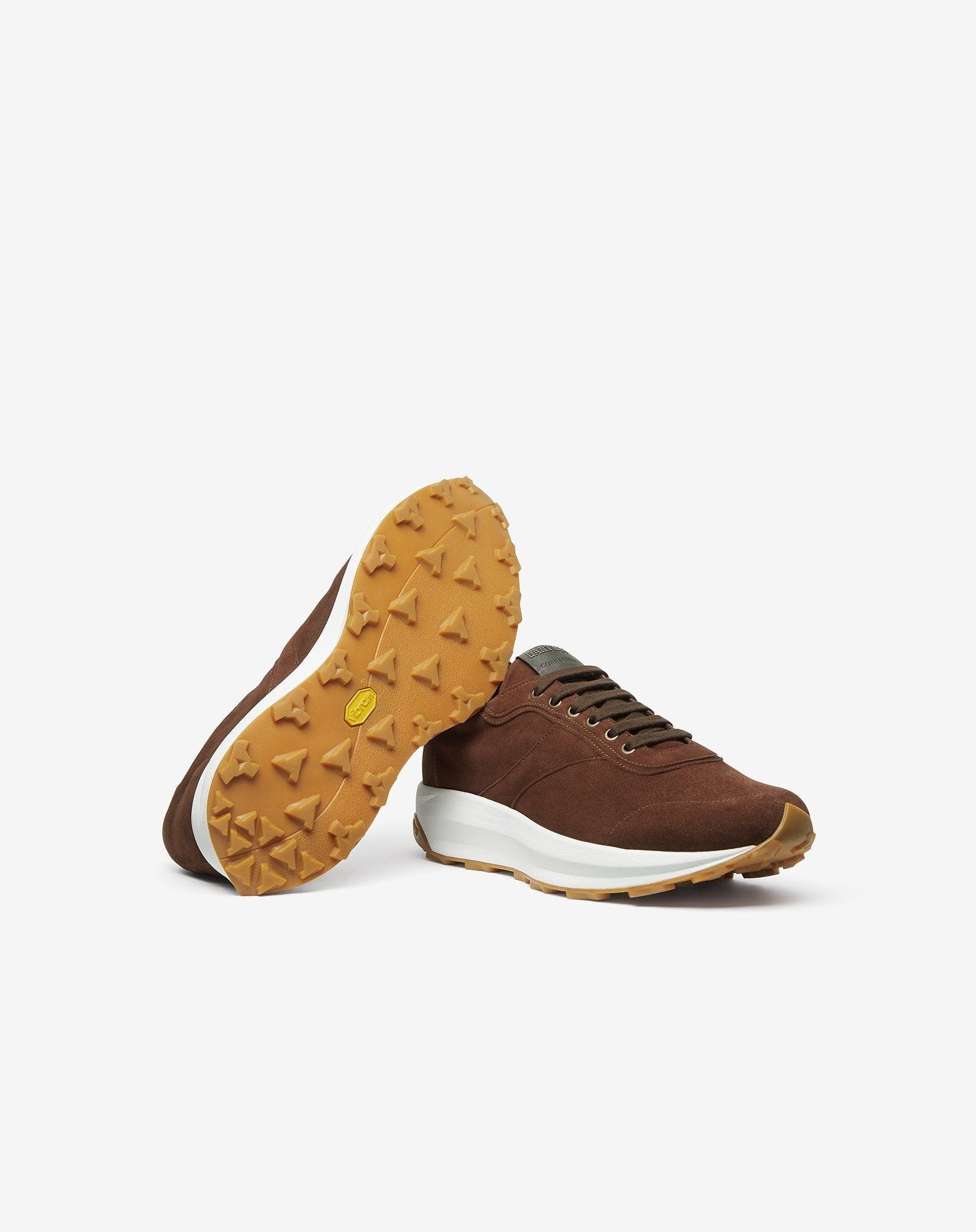 Cognac-beige suede running shoes - 4