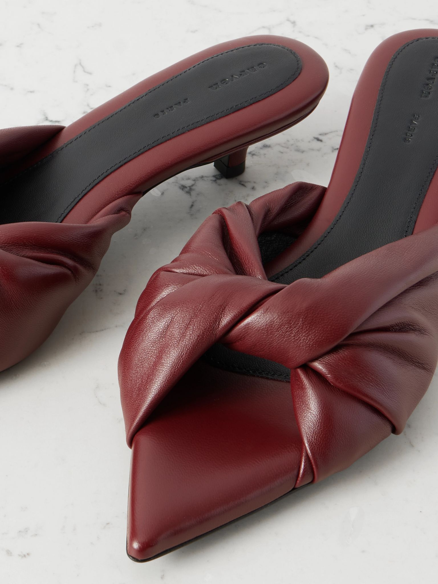 Knotted leather mules Burgundy - 4