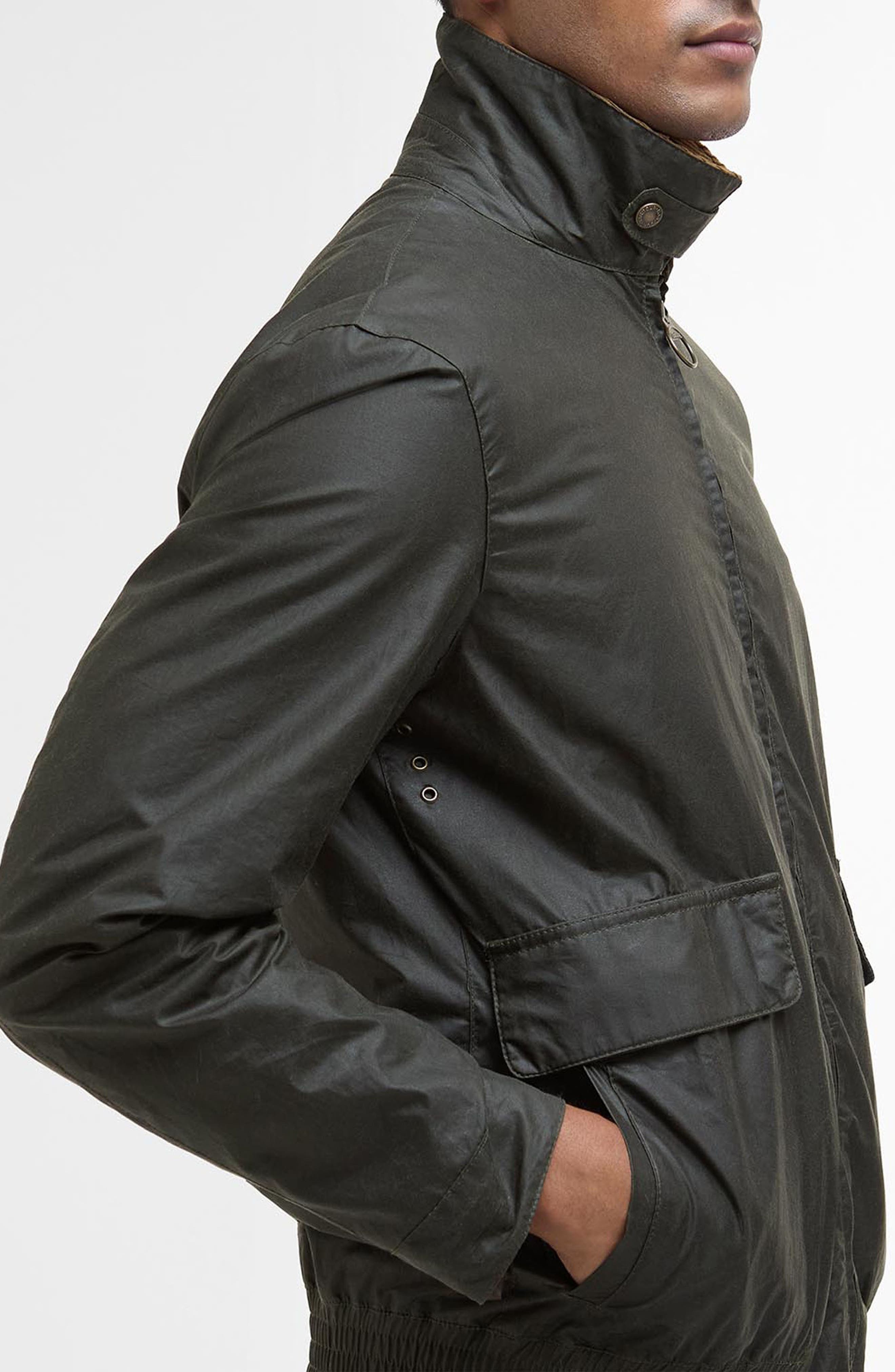 Barbour Newbury Water Resistant Waxed Cotton Jacket in Archive Olive/Heritage Check at Nordstrom - 3