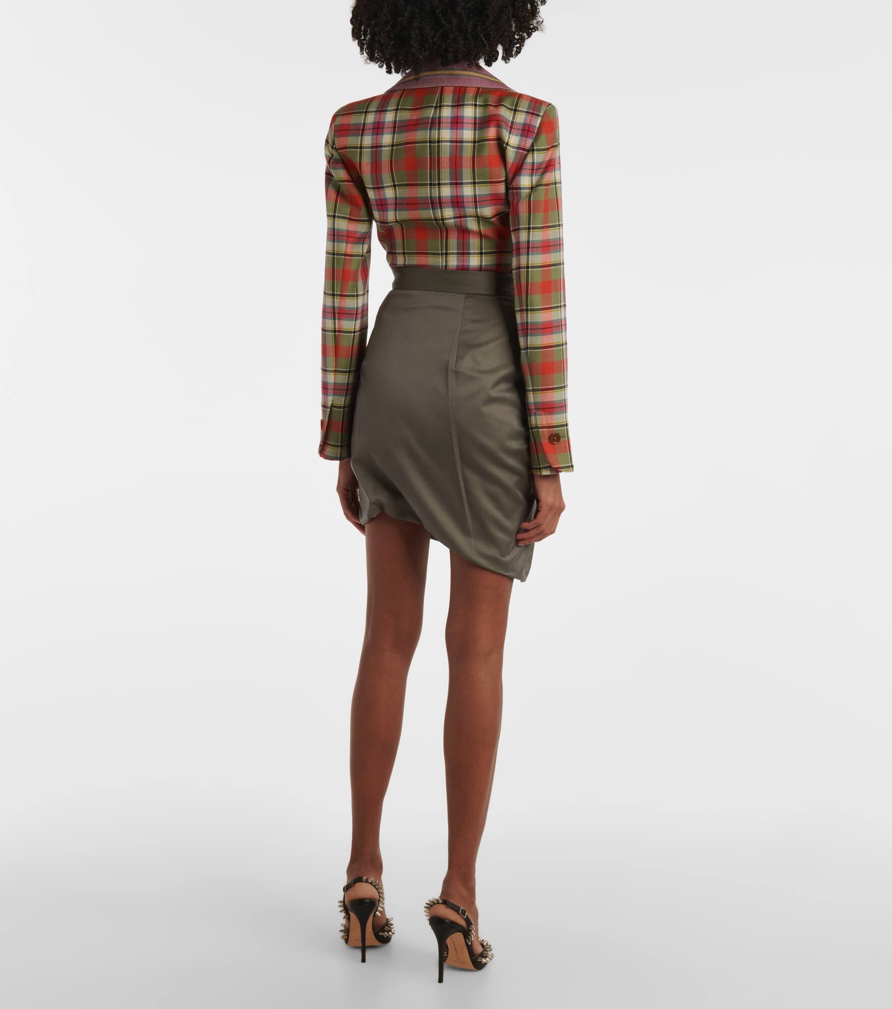 Side Panther cotton satin miniskirt - 3