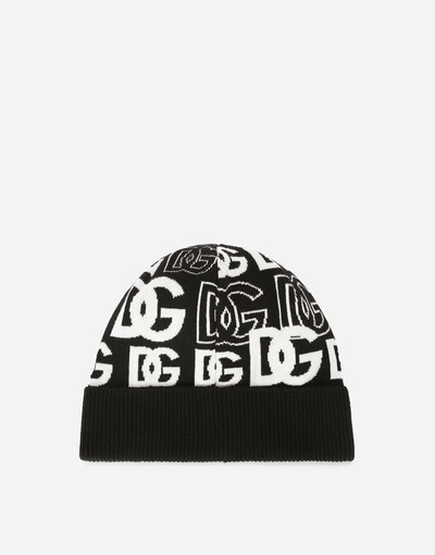 Dolce & Gabbana Knit cashmere jacquard hat with DG logo outlook