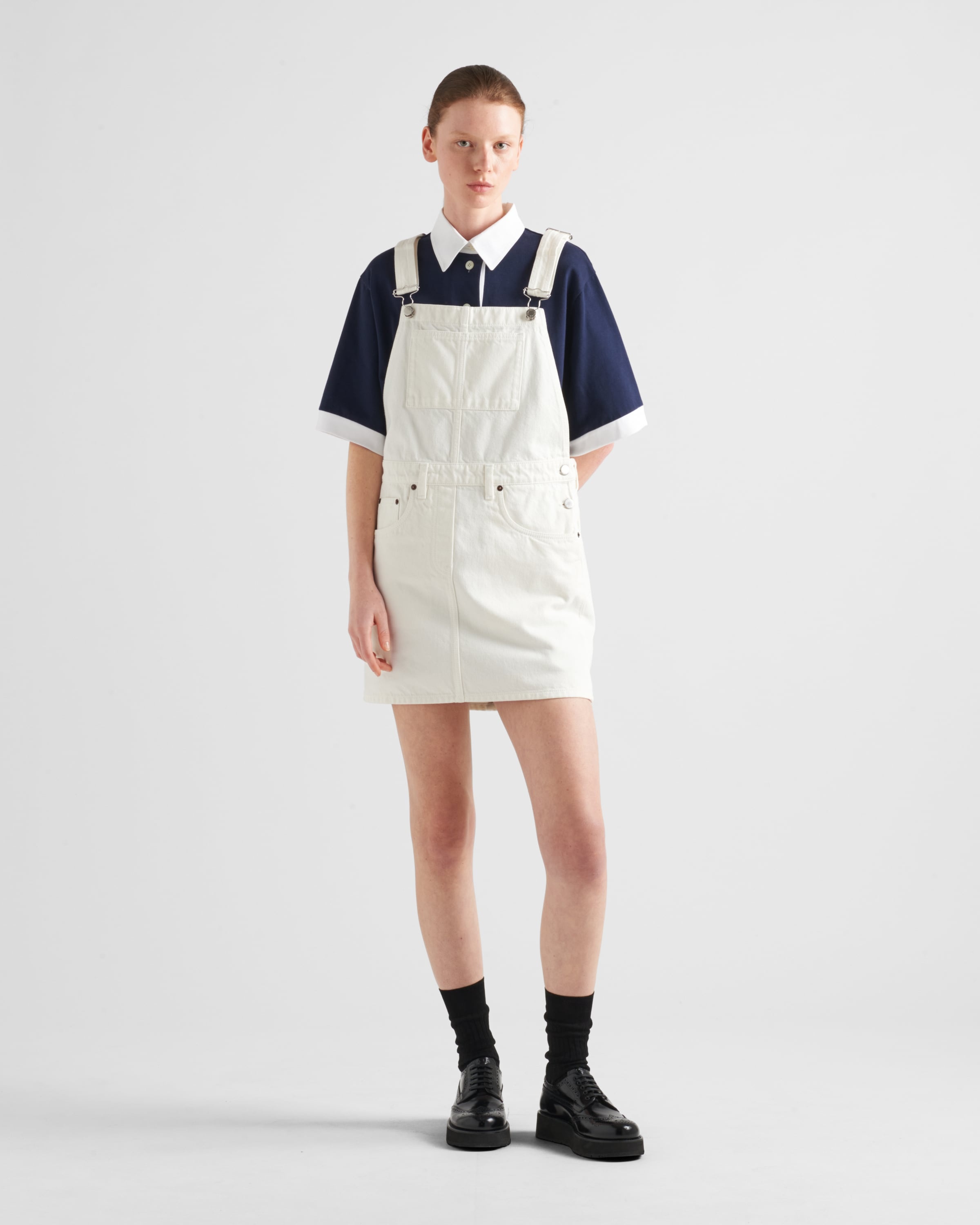 Denim overall mini-dress - 2