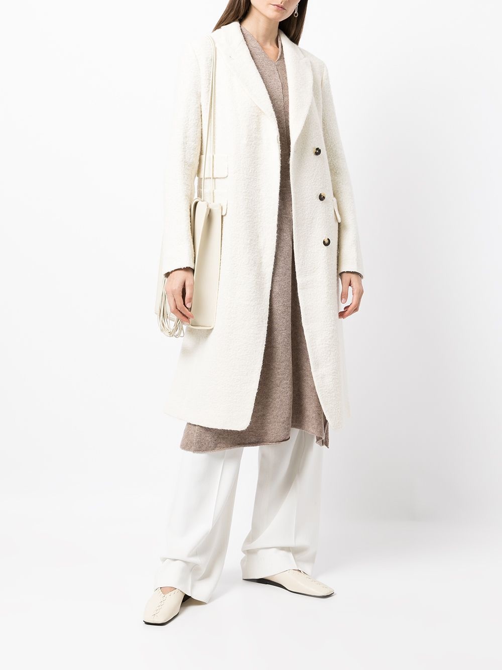 ivory buttoned coat - 2