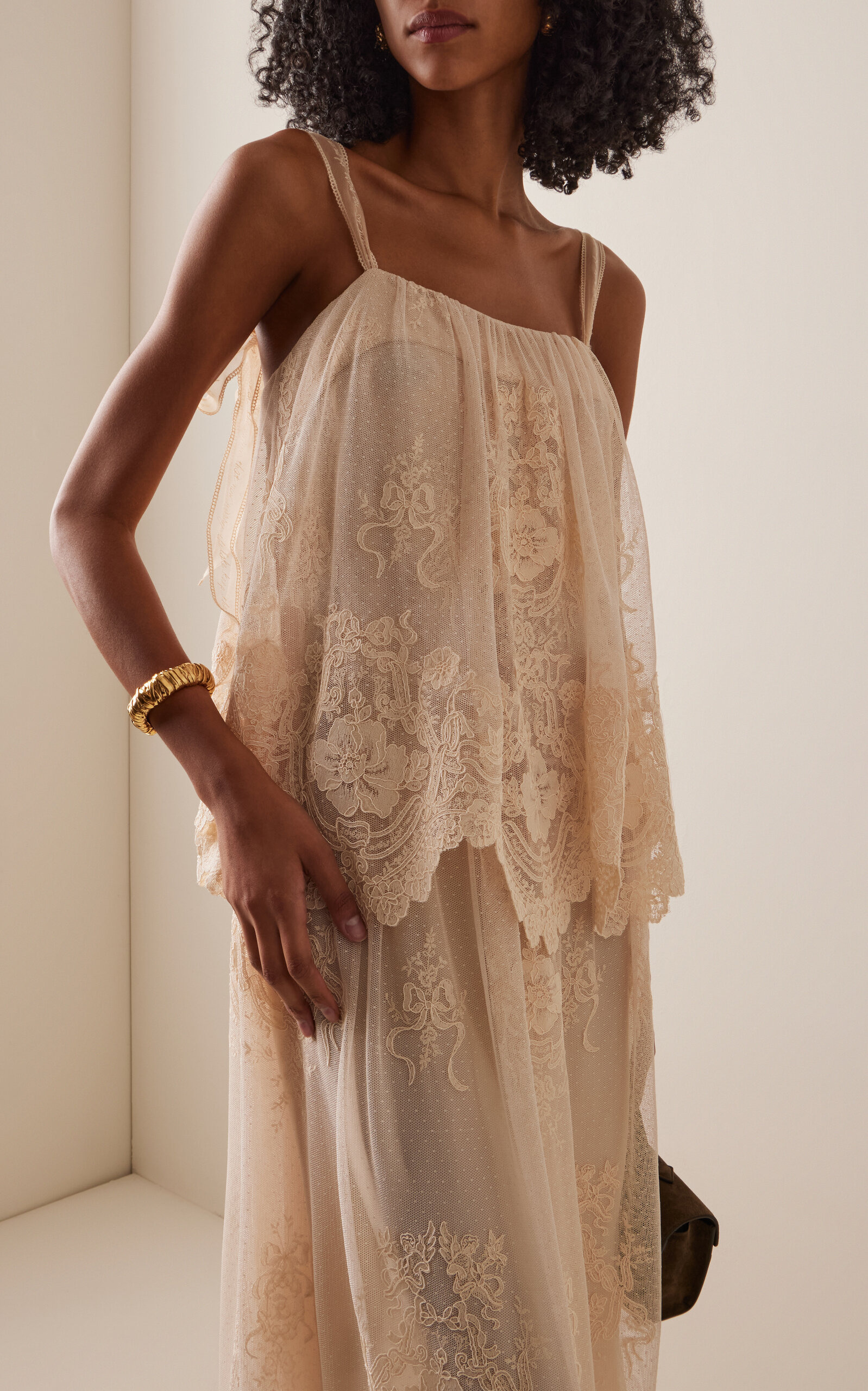 Hypnotic Tiered Lace Maxi Slip Dress ivory - 3