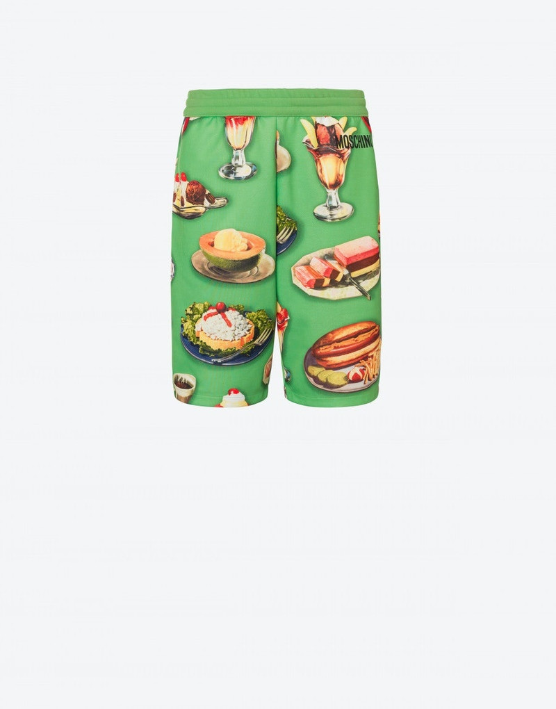 FOOD PRINT COTTON BLEND BERMUDA SHORTS 1