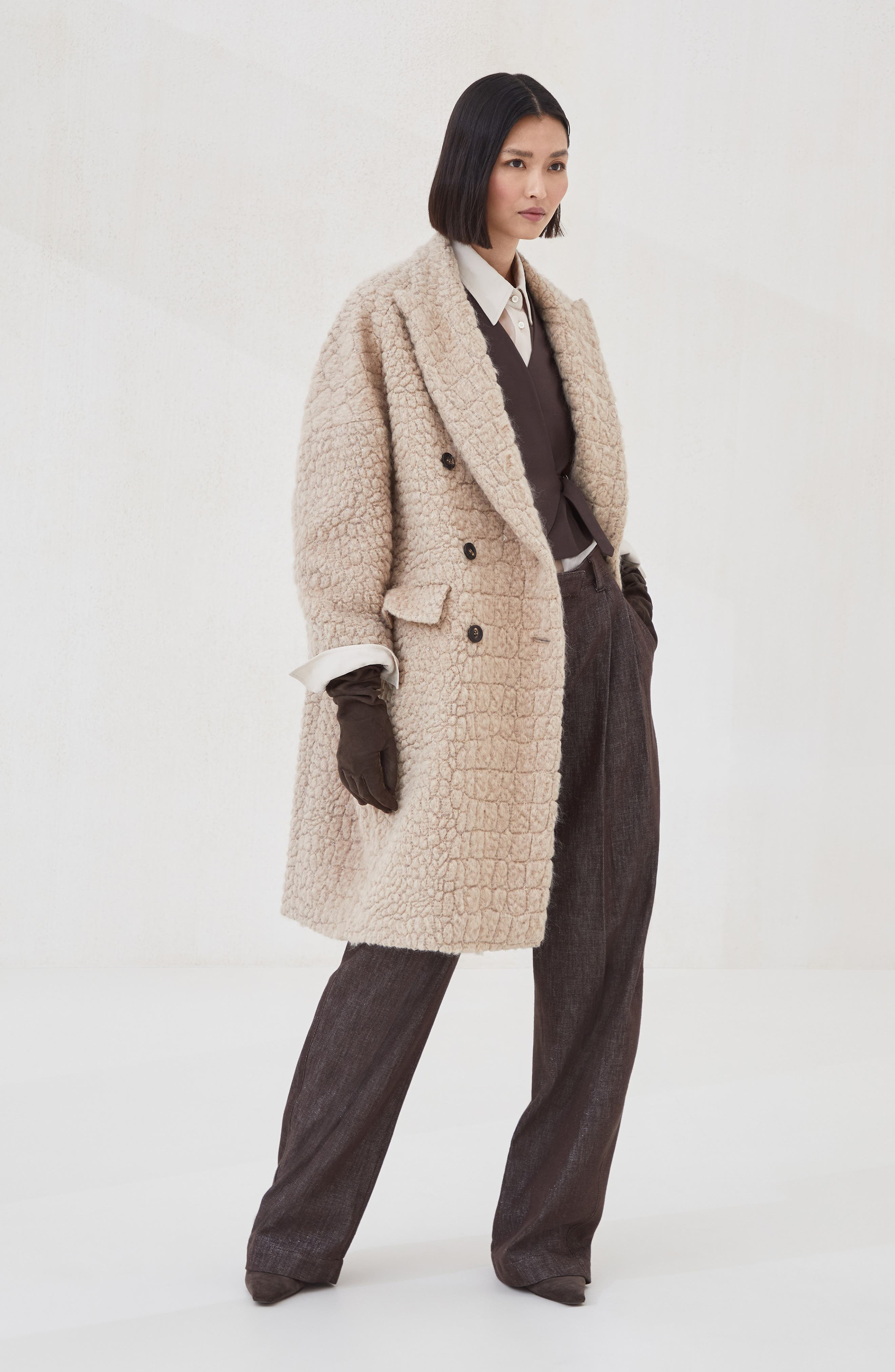 Brunello Cucinelli Coat with dazzling croc motif in Camel at Nordstrom - 6