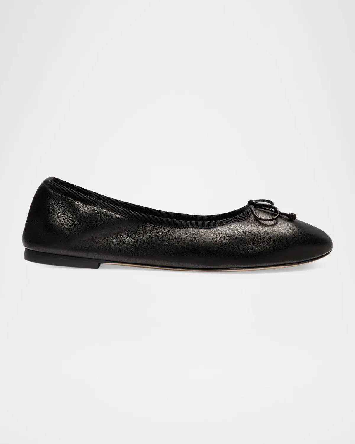 Nia Ruched Leather Ballet Flats - 1