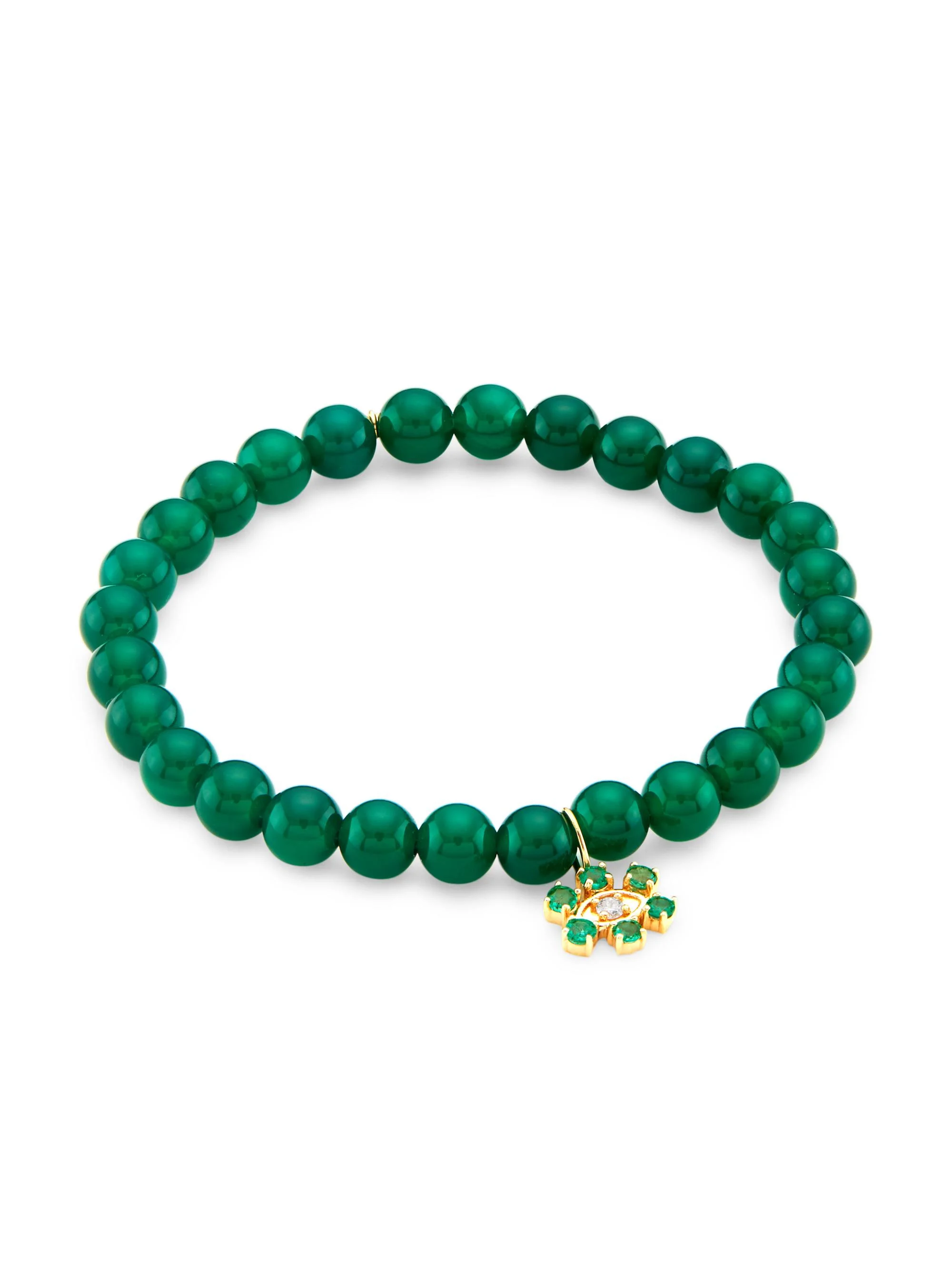 Women's 14K Gold, Diamond & Emerald Flower Pendant Necklace - Emerald - 1