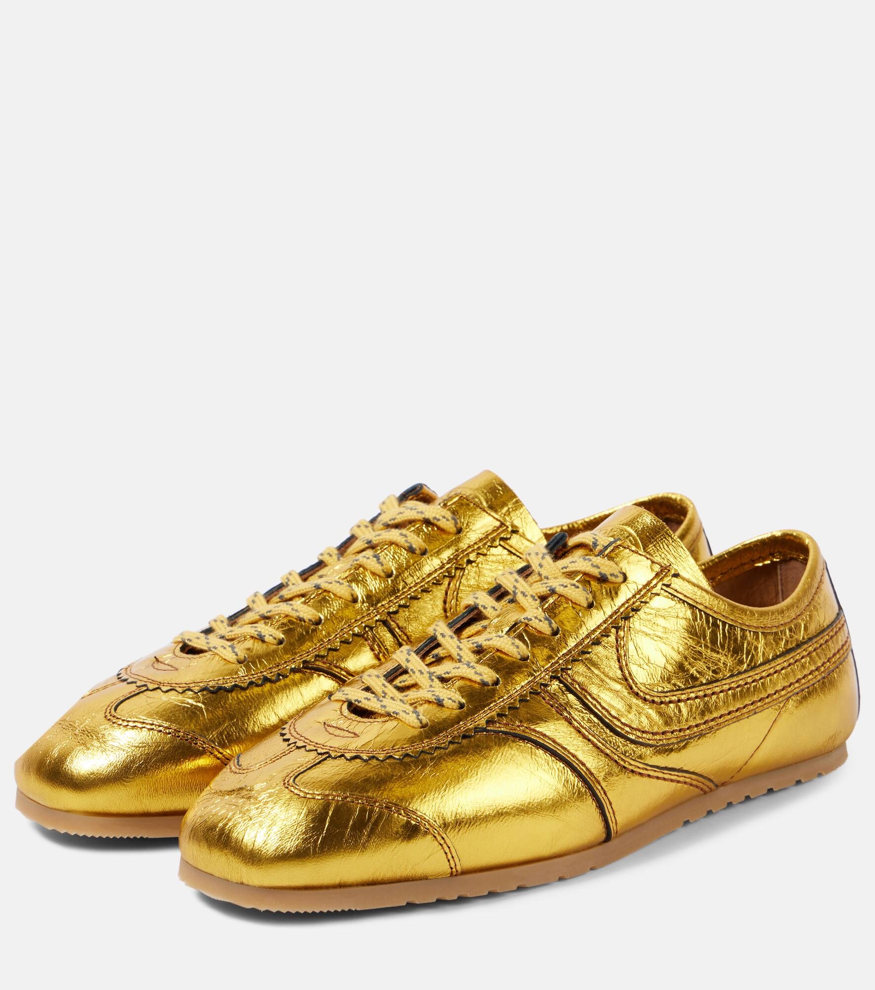Metallic leather sneakers - 4