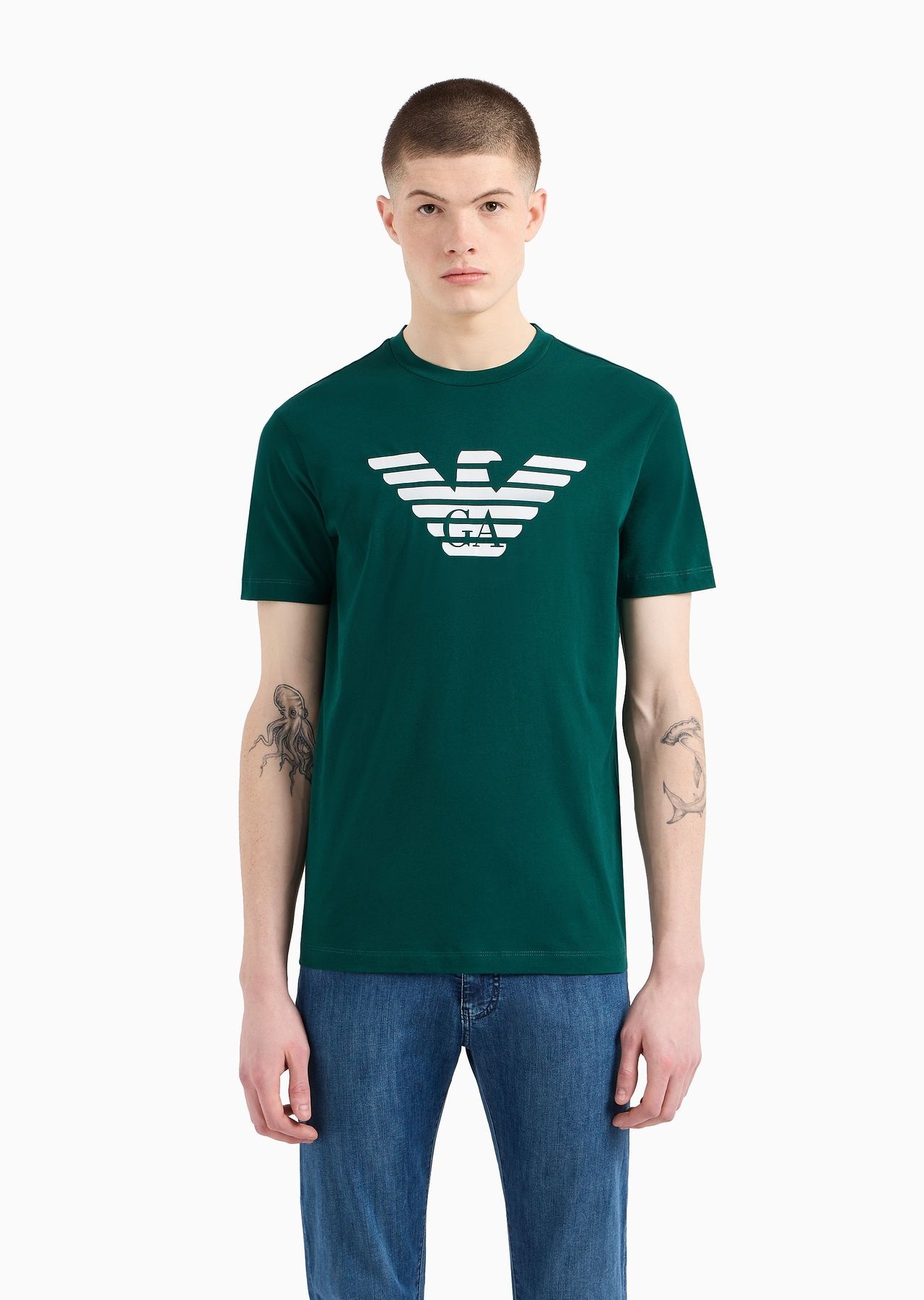 Pima-jersey T-shirt with logo print - 2