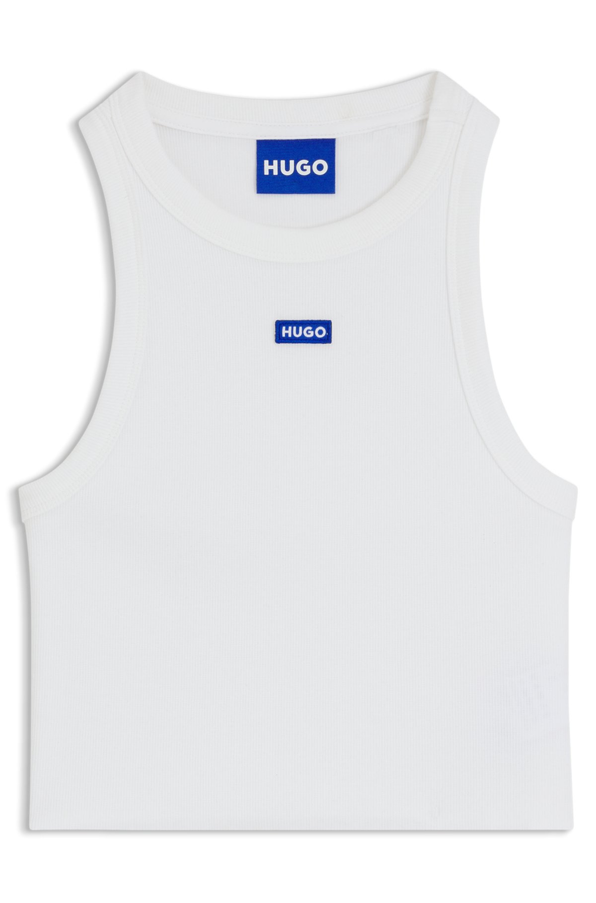 TANK TOP IN STRETCH COTTON WITH LOGO BADGE - 1