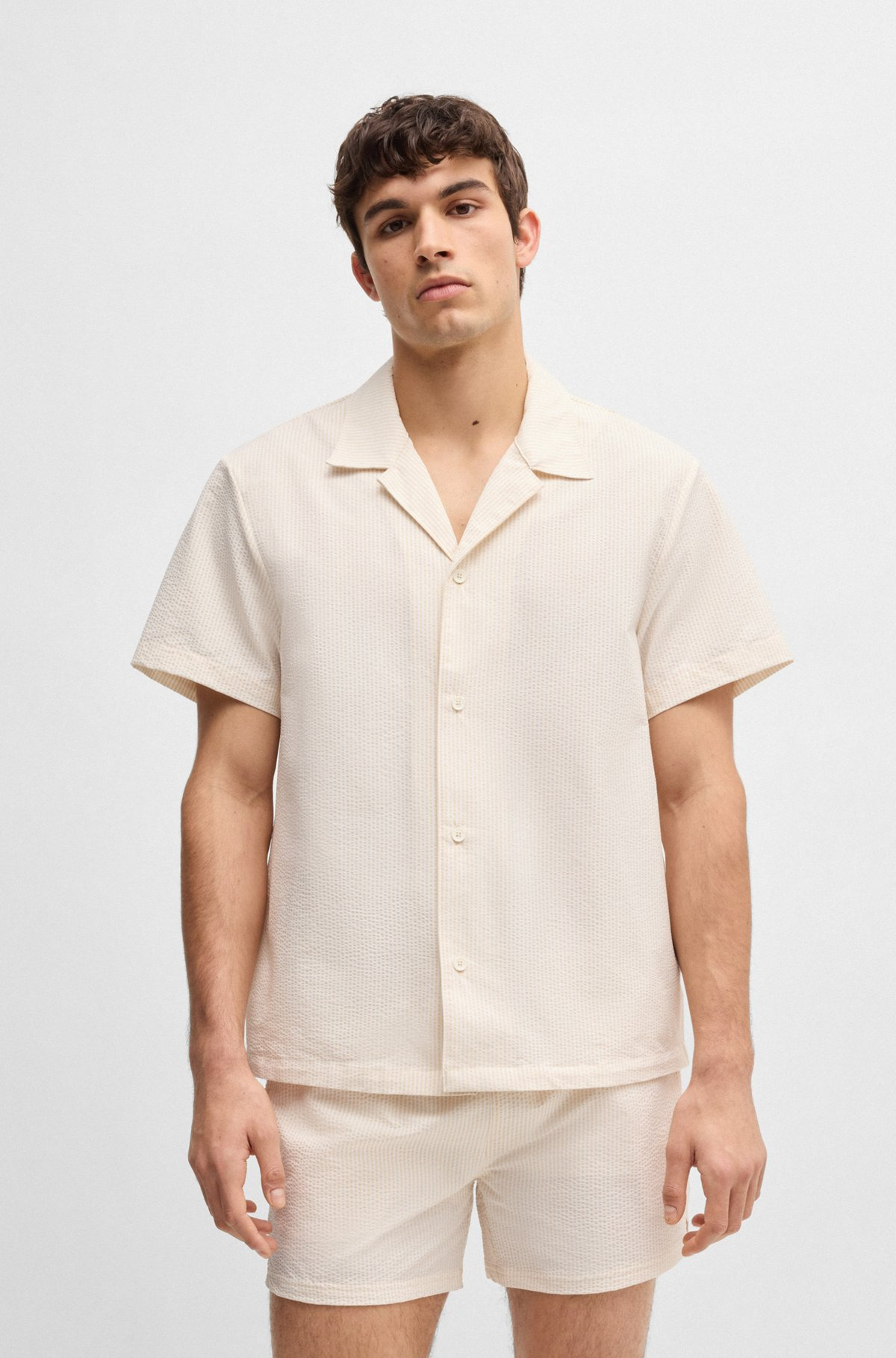 REGULAR-FIT BEACH SHIRT IN SEERSUCKER FABRIC - 2