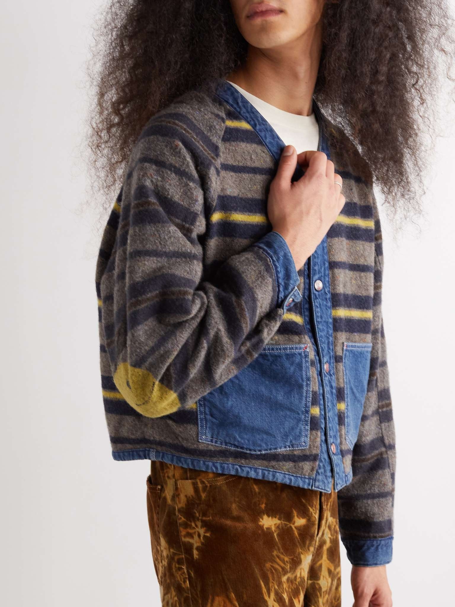 Coneybowy Reversible Denim and Striped Knitted Jacket - 6